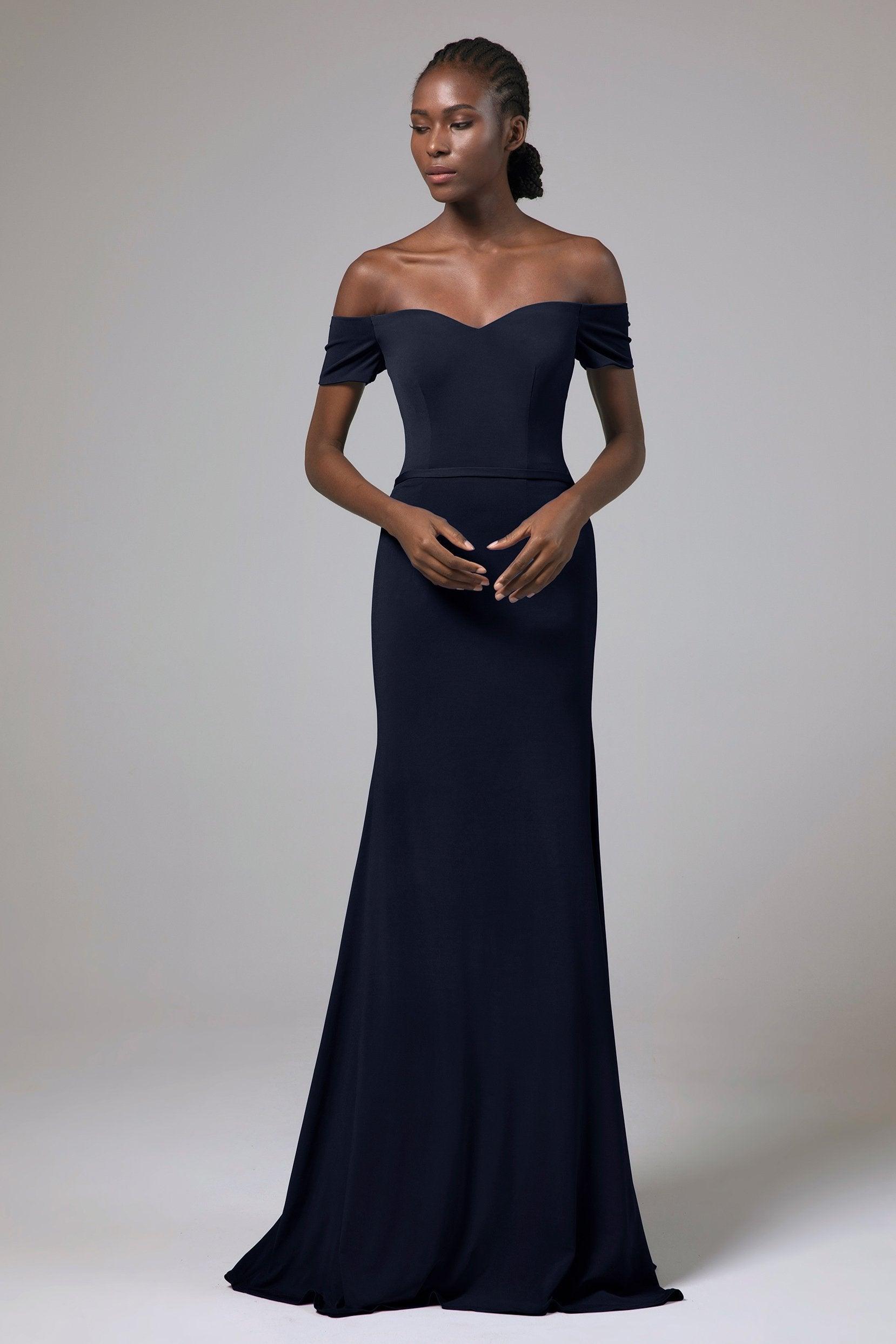 Sheath Floor Length Knitted Fabric Bridesmaid Dress Formal Dresses CB0426 - COCOMELODY