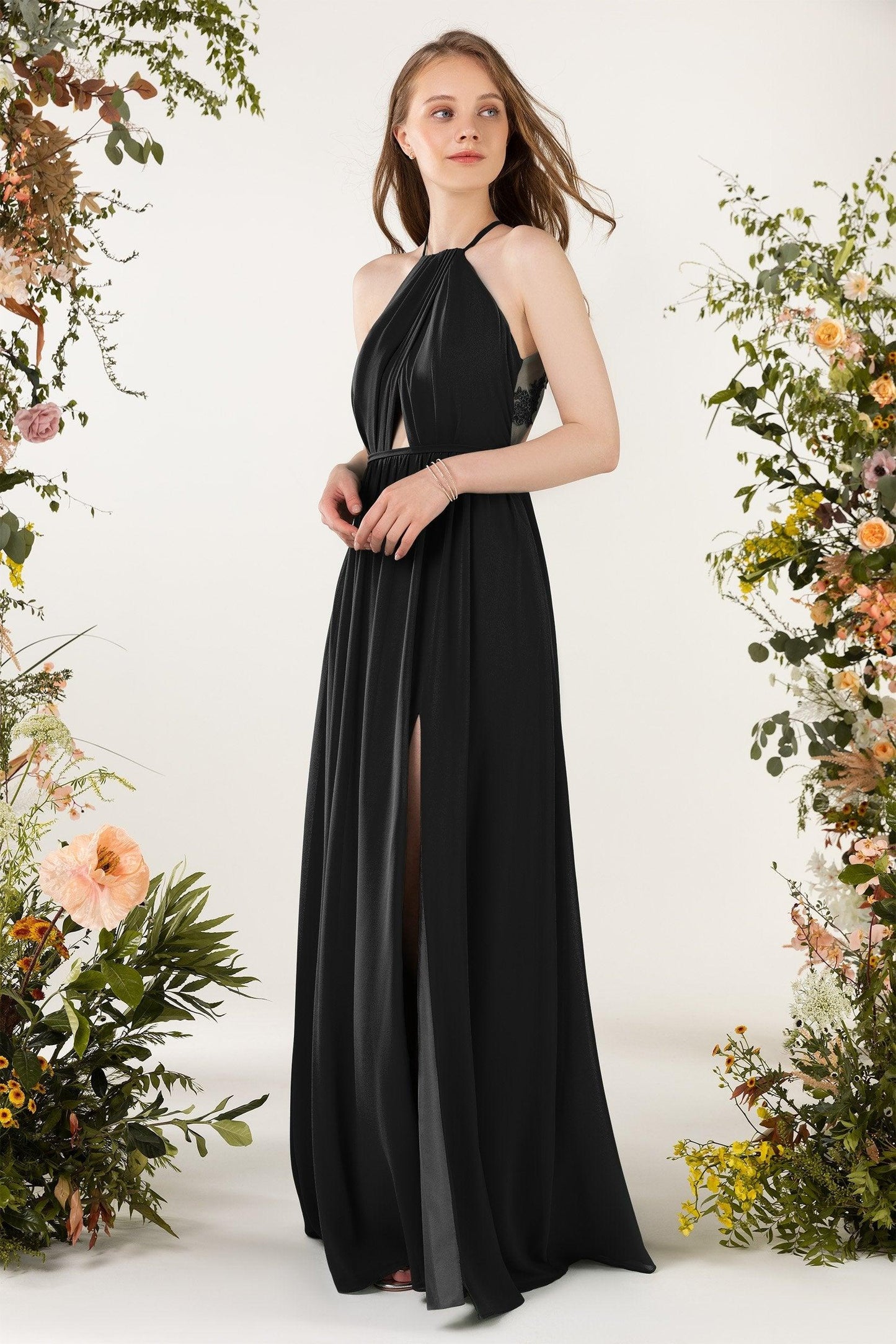 A-Line Sweep-Brush Train Chiffon Bridesmaid Dress CB0451 - COCOMELODY