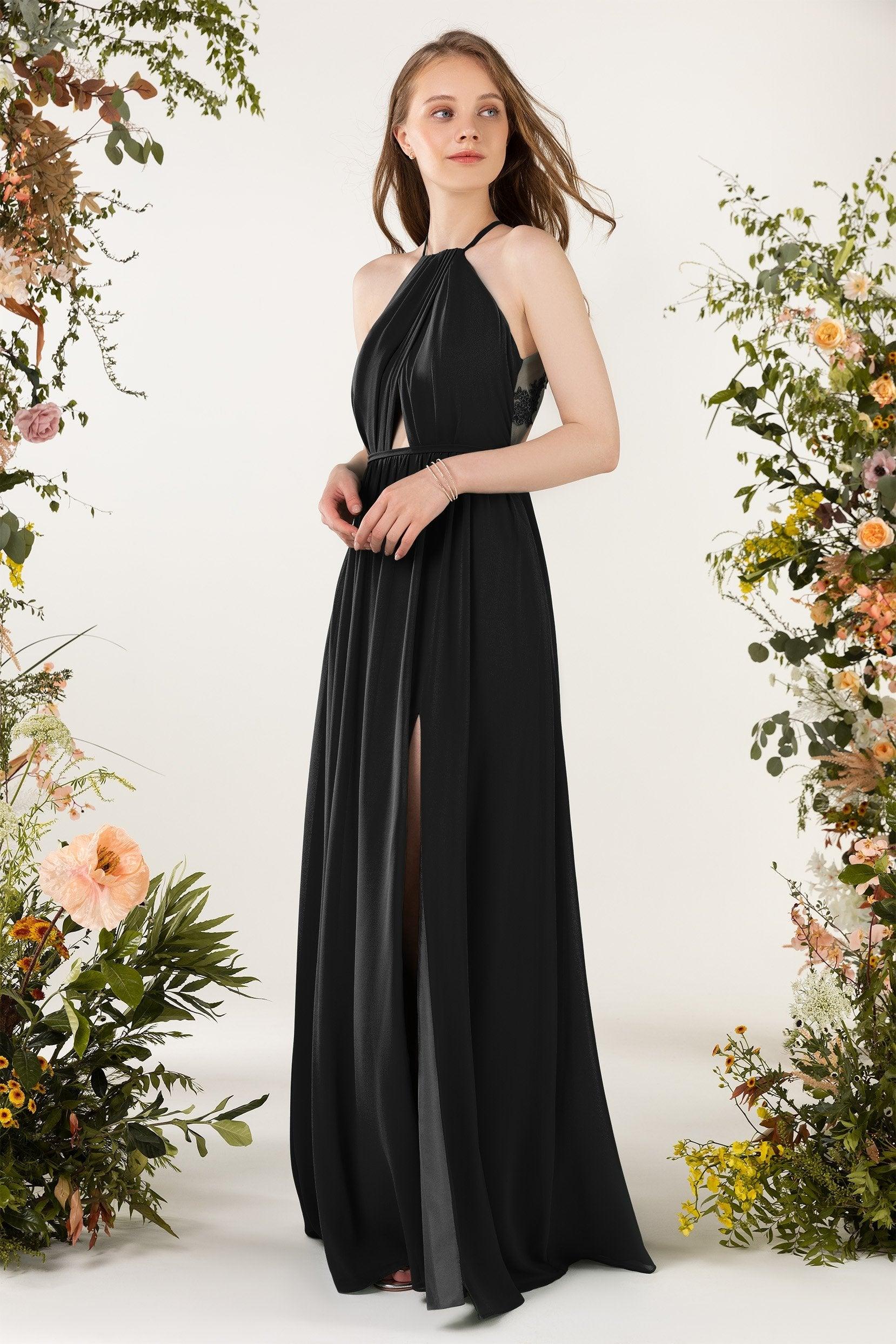 A-Line Sweep-Brush Train Chiffon Bridesmaid Dress CB0451 - COCOMELODY