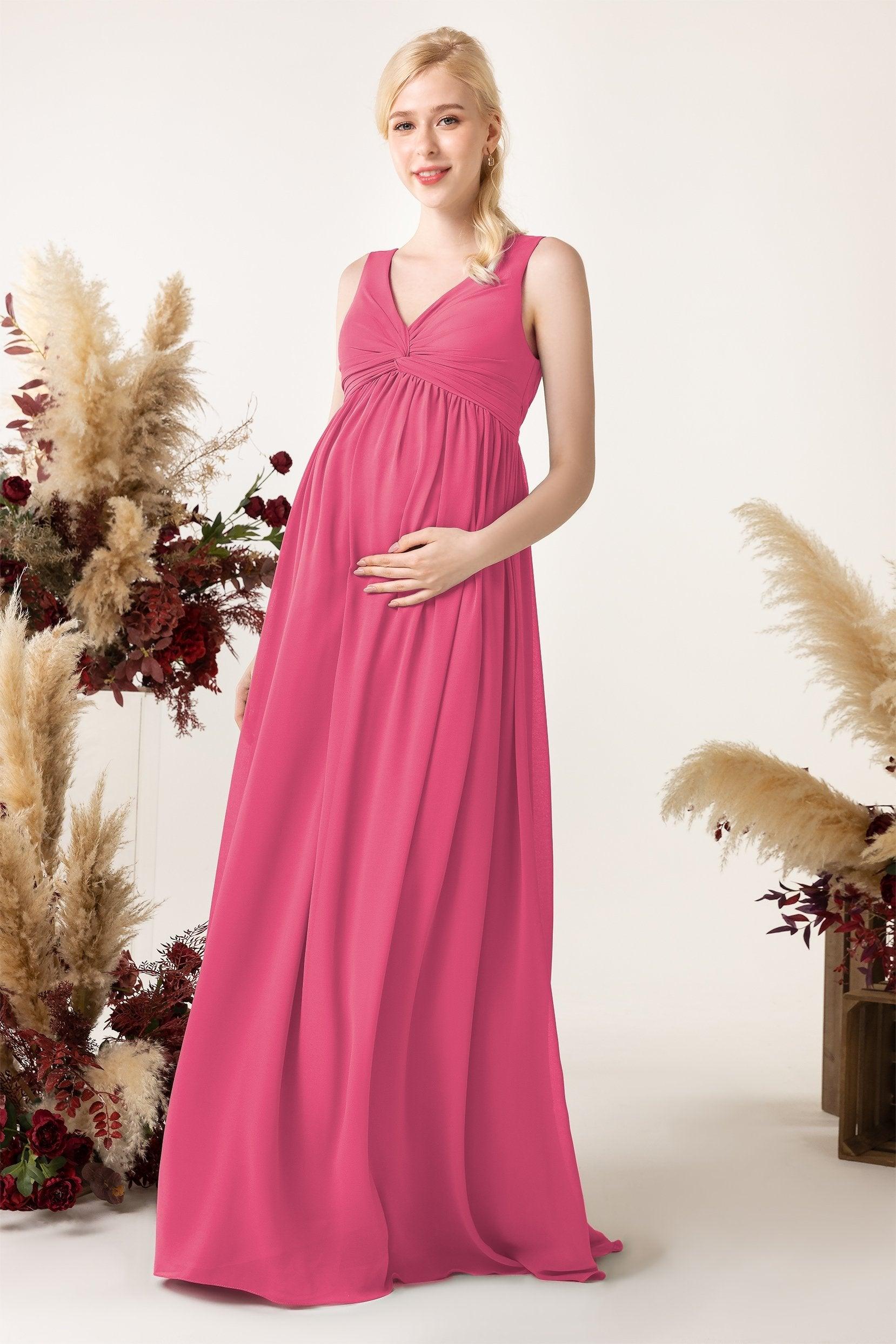 A-Line Sweep-Brush Train Chiffon Bridesmaid Dress CB0452M - COCOMELODY