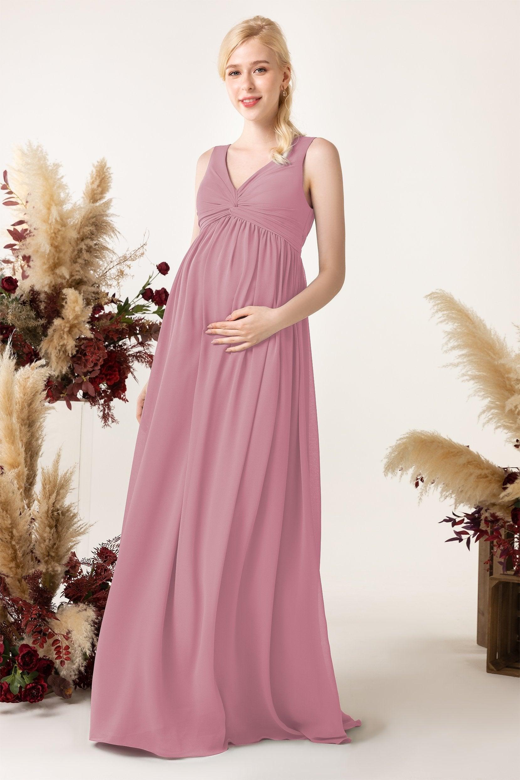 A-Line Sweep-Brush Train Chiffon Bridesmaid Dress CB0452M - COCOMELODY