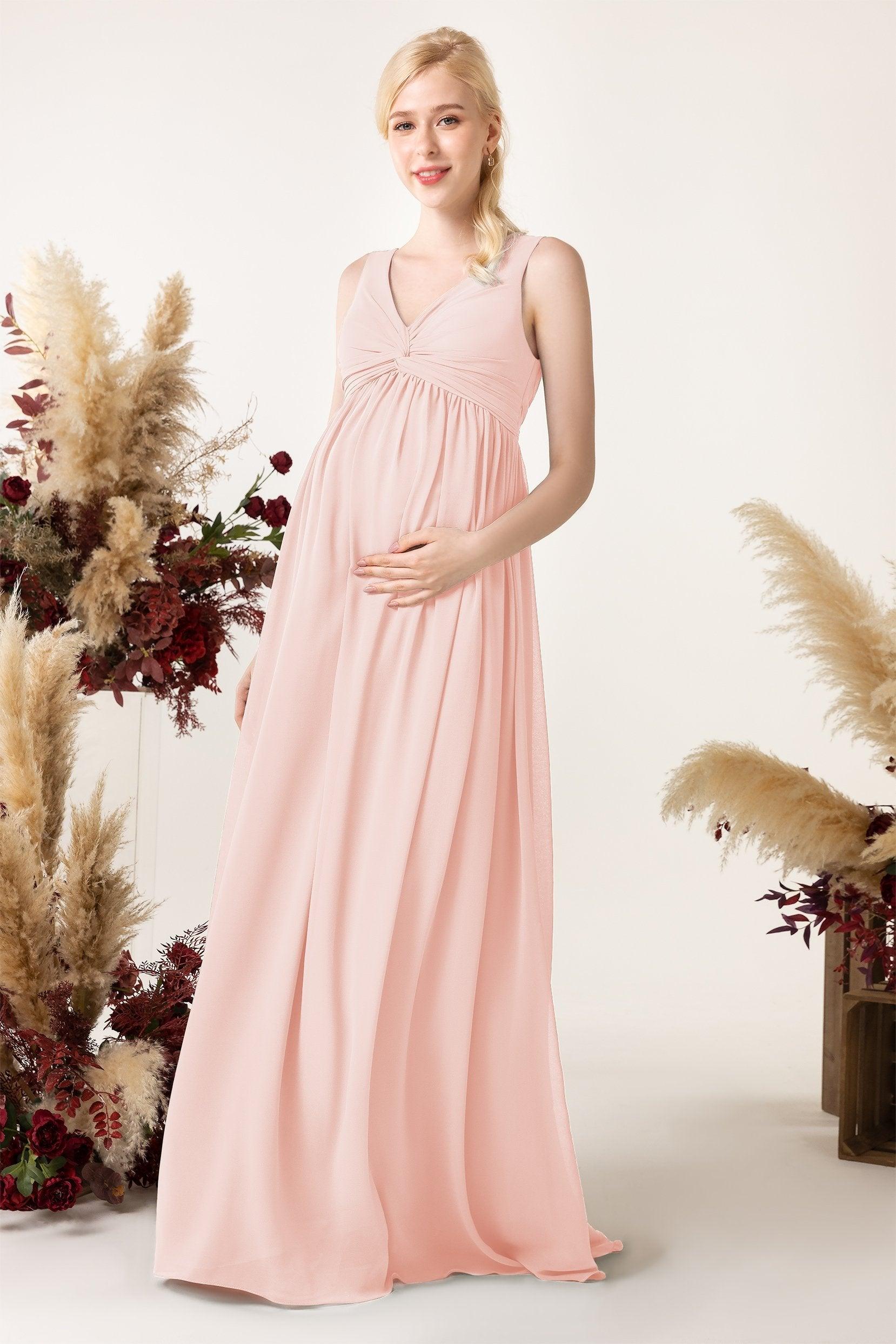 A-Line Sweep-Brush Train Chiffon Bridesmaid Dress CB0452M - COCOMELODY