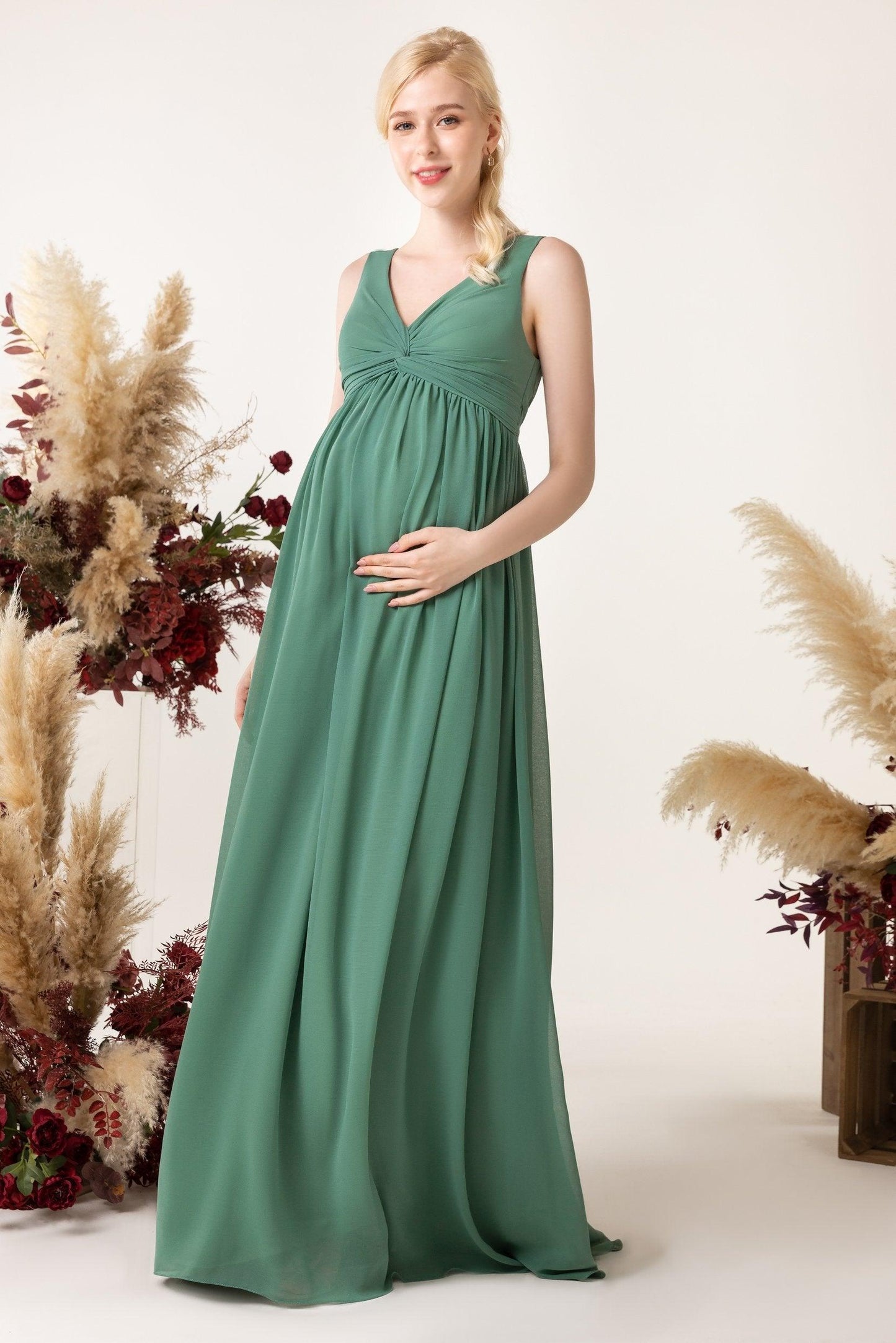 A-Line Sweep-Brush Train Chiffon Bridesmaid Dress CB0452M - COCOMELODY