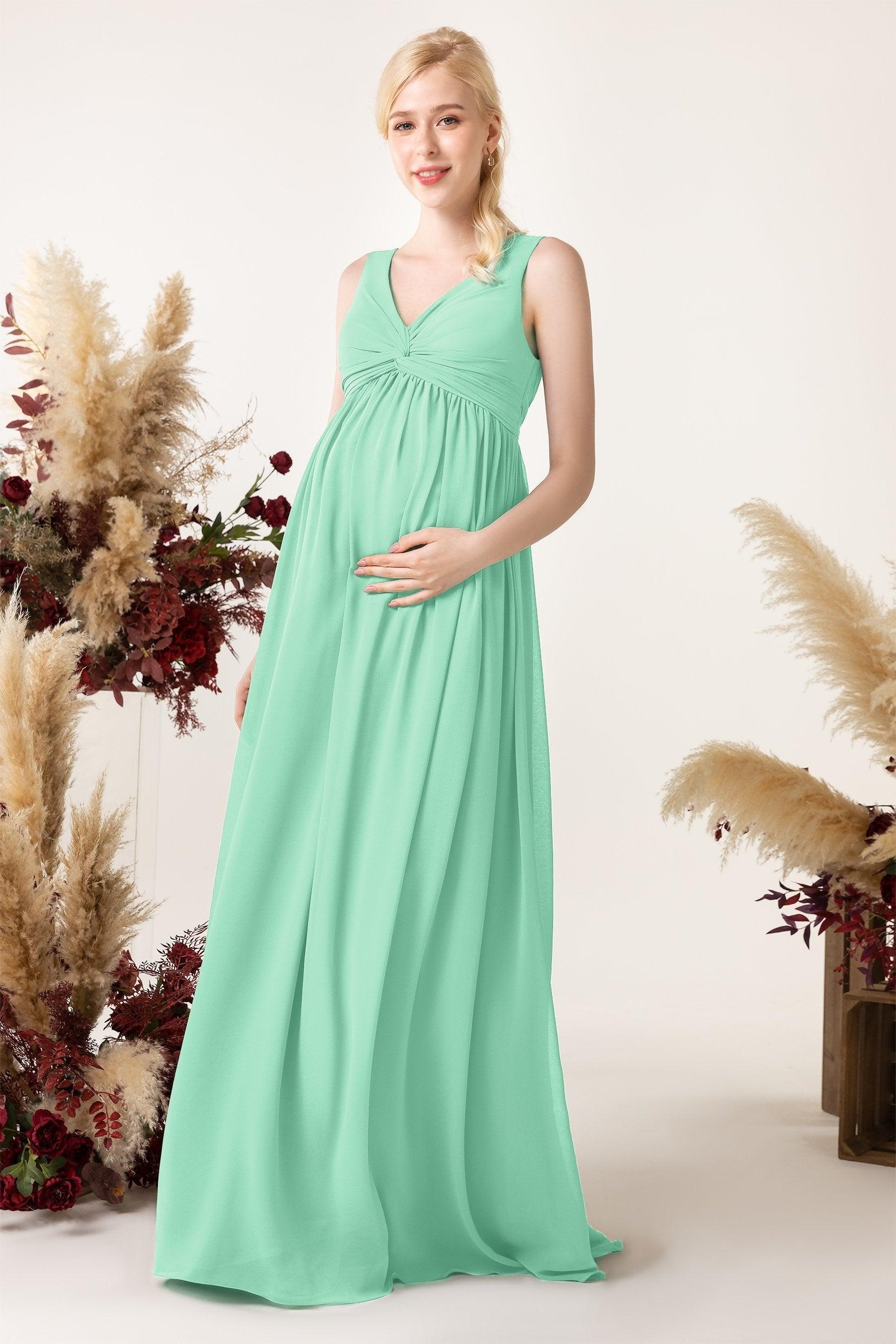 A-Line Sweep-Brush Train Chiffon Bridesmaid Dress CB0452M - COCOMELODY