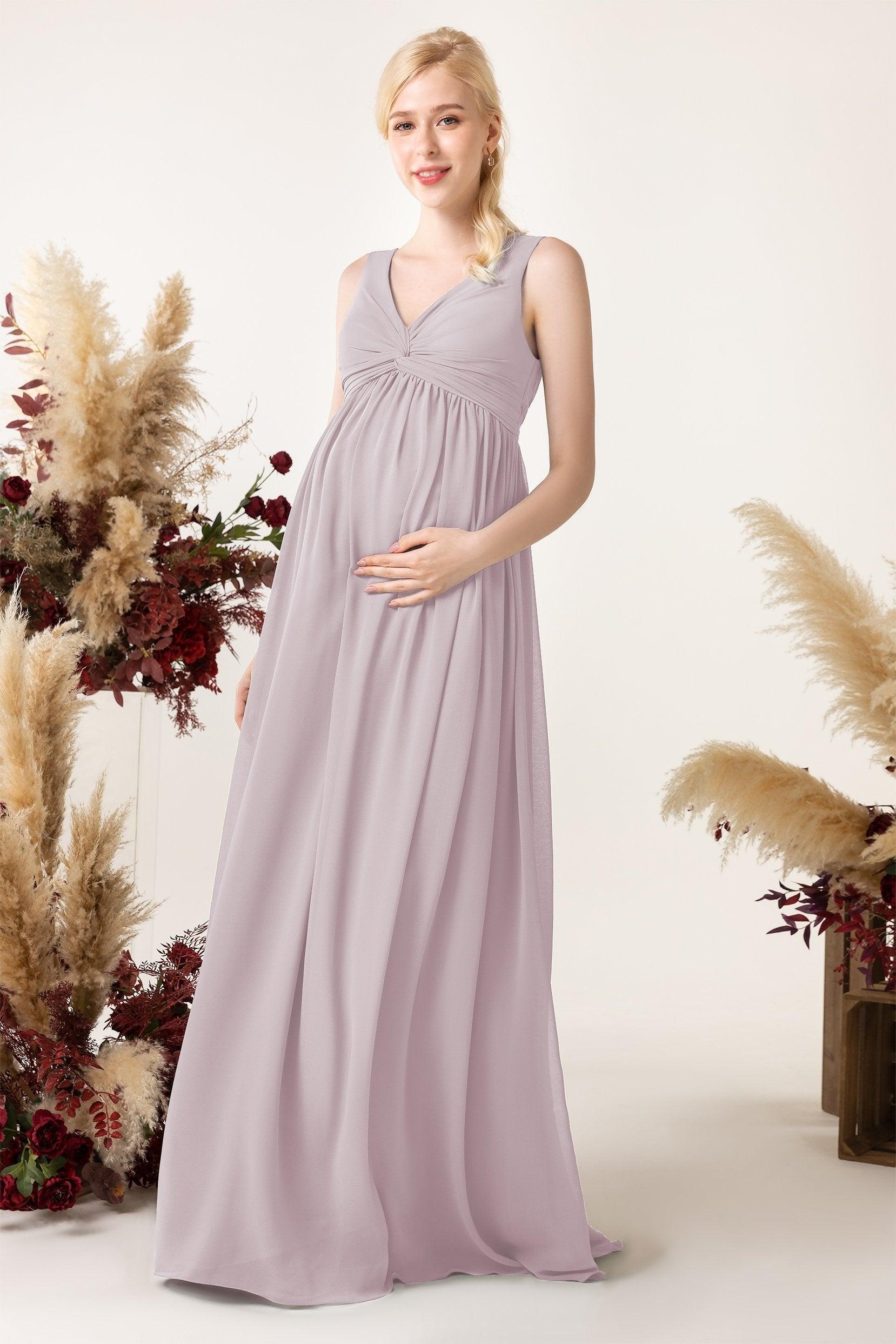 A-Line Sweep-Brush Train Chiffon Bridesmaid Dress CB0452M - COCOMELODY