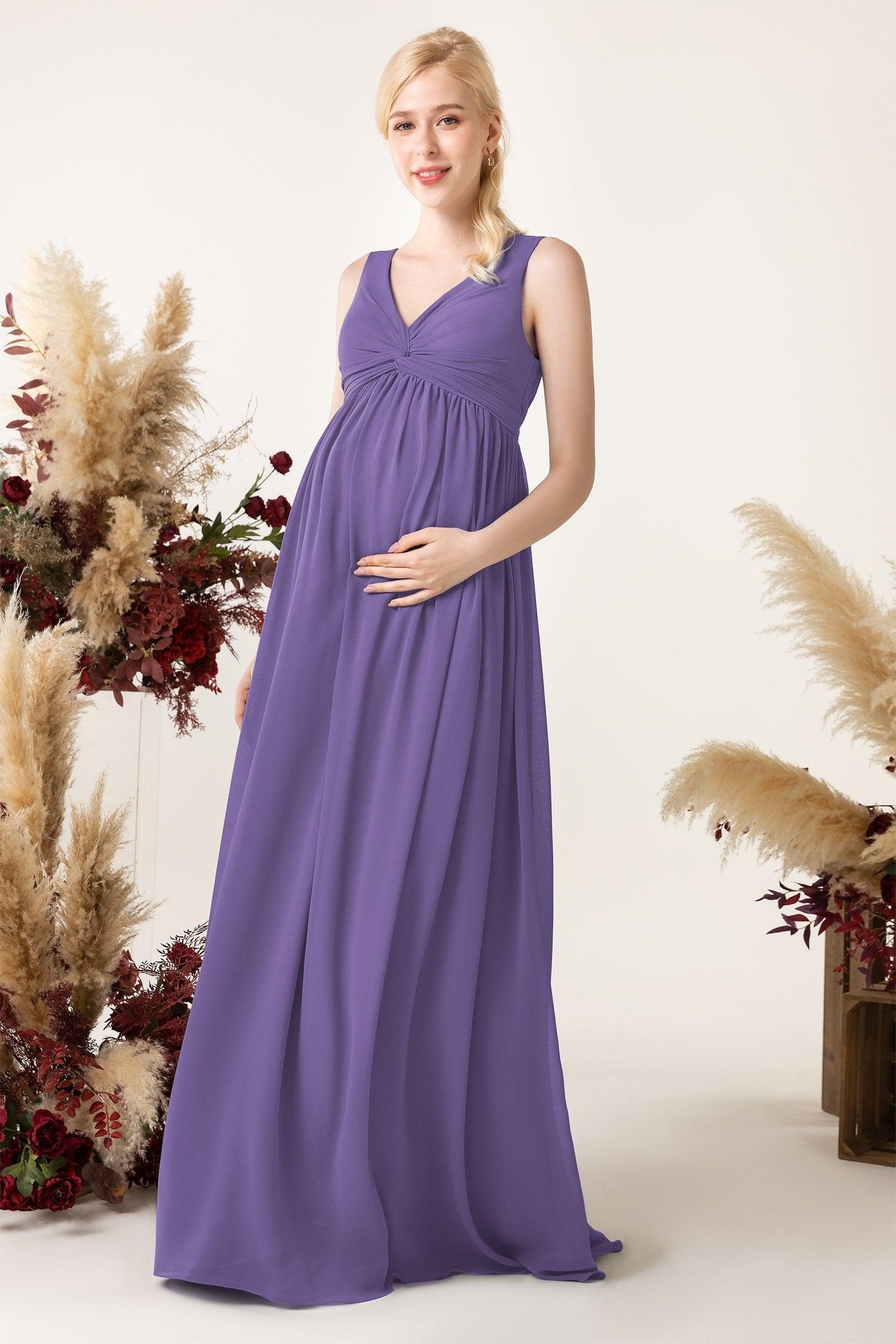 A-Line Sweep-Brush Train Chiffon Bridesmaid Dress CB0452M - COCOMELODY