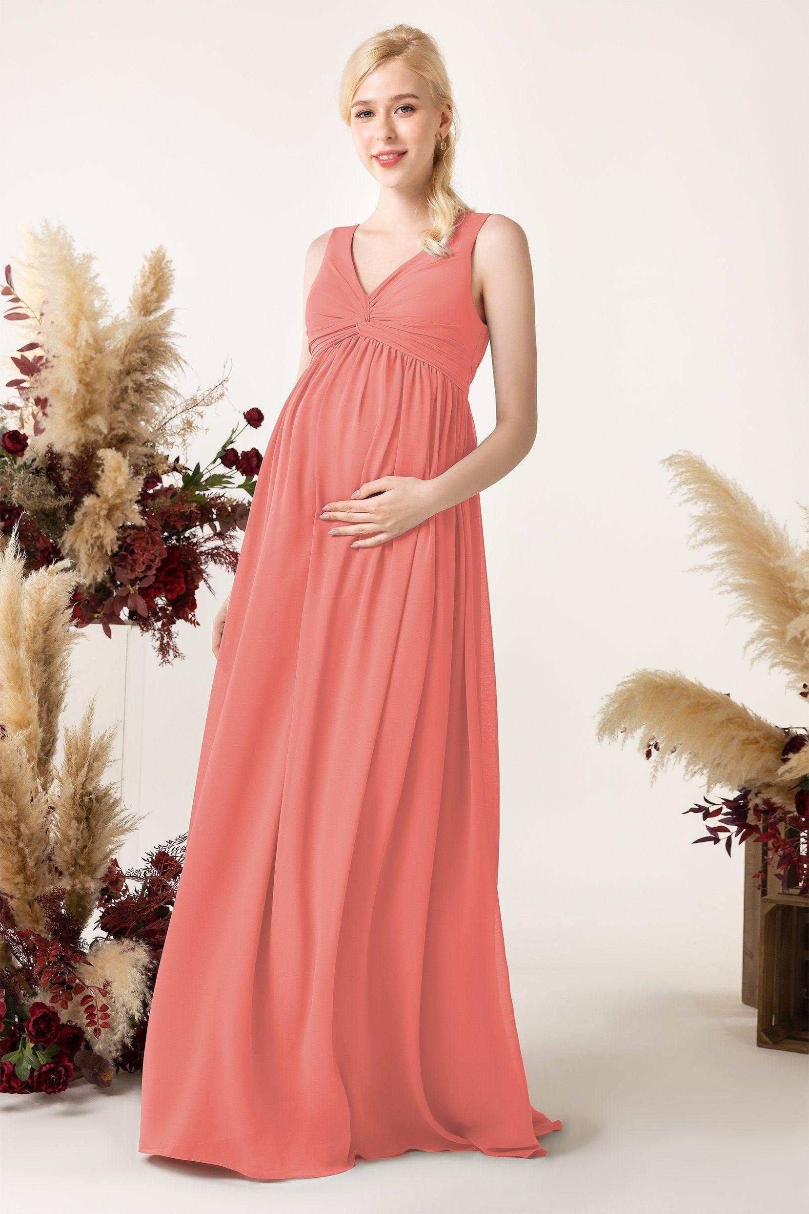 A-Line Sweep-Brush Train Chiffon Bridesmaid Dress CB0452M - COCOMELODY