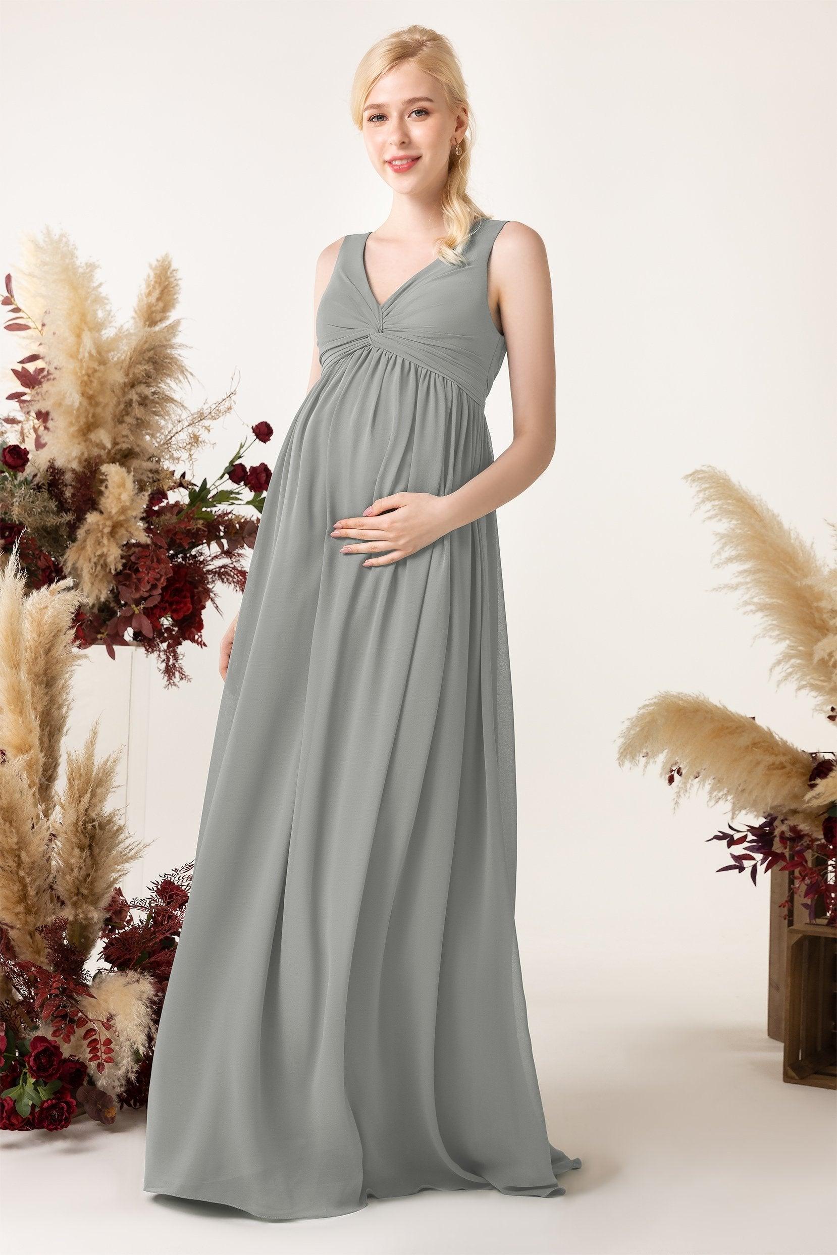 A-Line Sweep-Brush Train Chiffon Bridesmaid Dress CB0452M - COCOMELODY