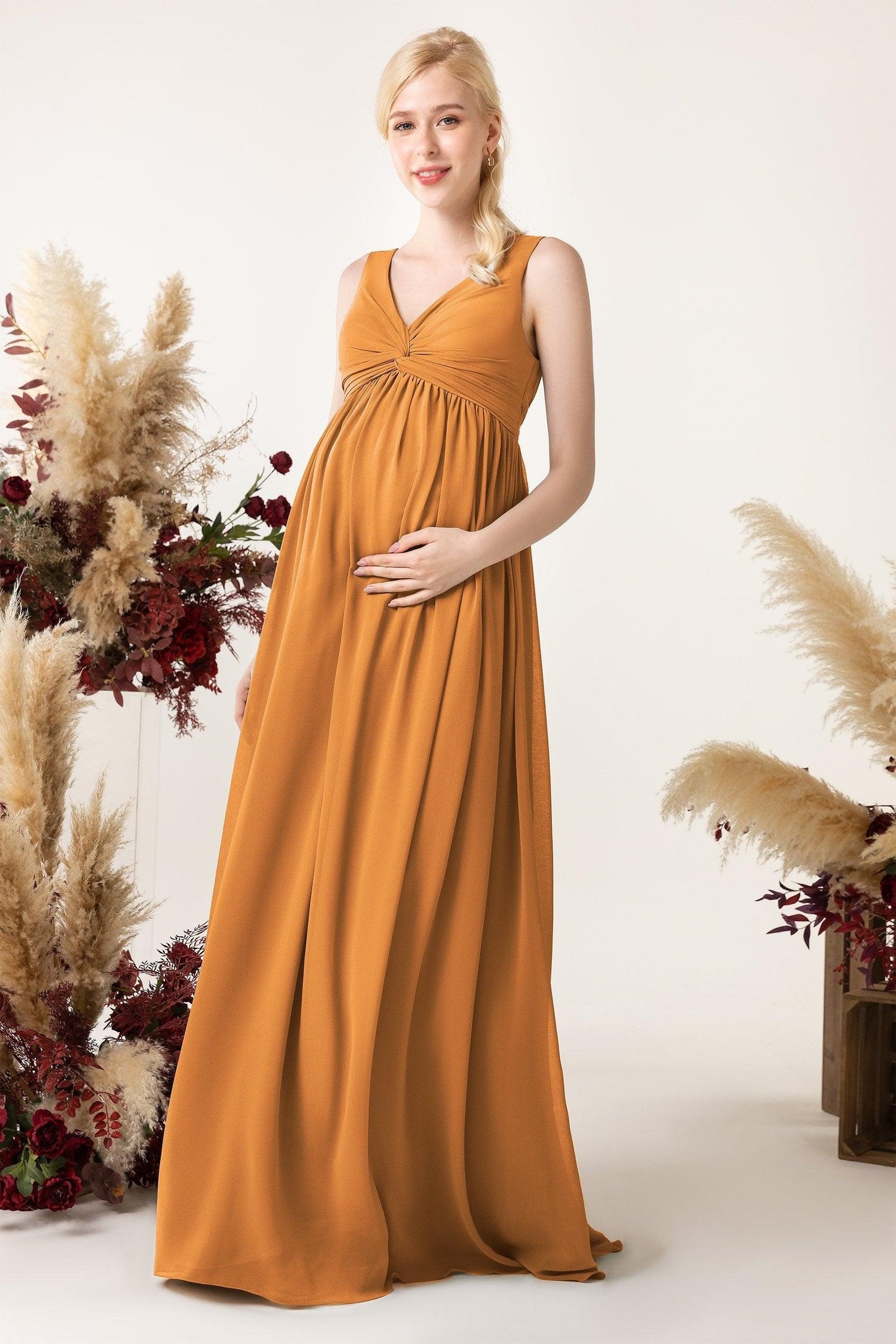 A-Line Sweep-Brush Train Chiffon Bridesmaid Dress CB0452M - COCOMELODY