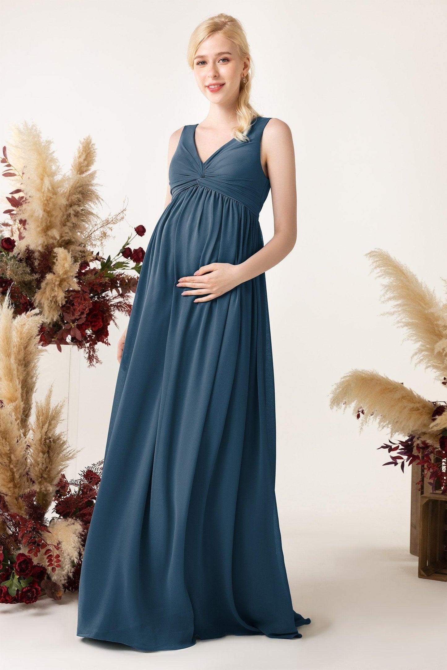 A-Line Sweep-Brush Train Chiffon Bridesmaid Dress CB0452M - COCOMELODY