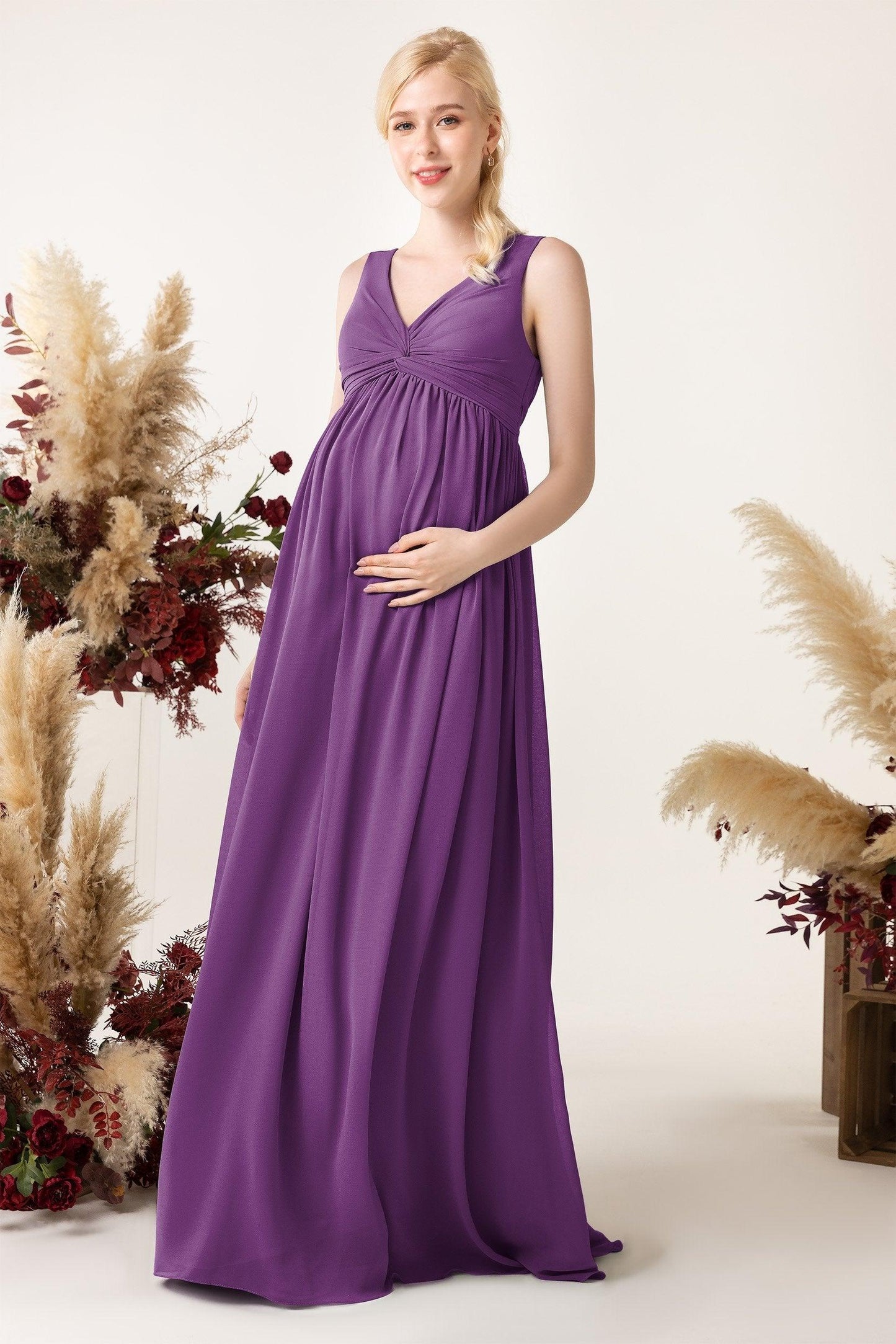 A-Line Sweep-Brush Train Chiffon Bridesmaid Dress CB0452M - COCOMELODY
