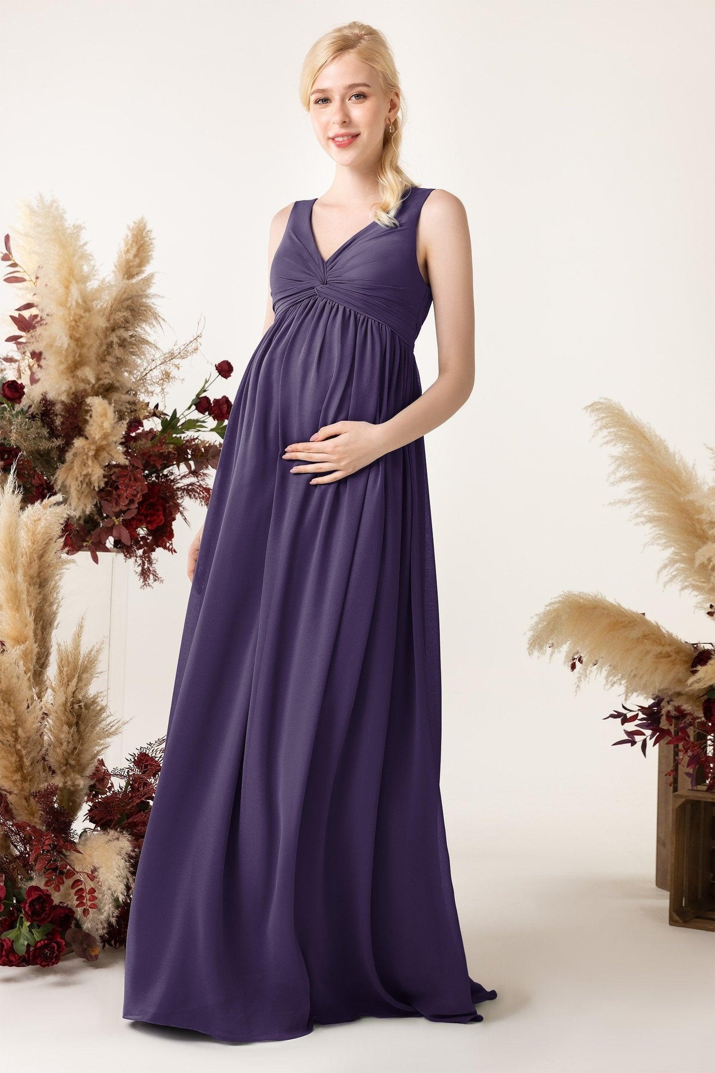 A-Line Sweep-Brush Train Chiffon Bridesmaid Dress CB0452M - COCOMELODY
