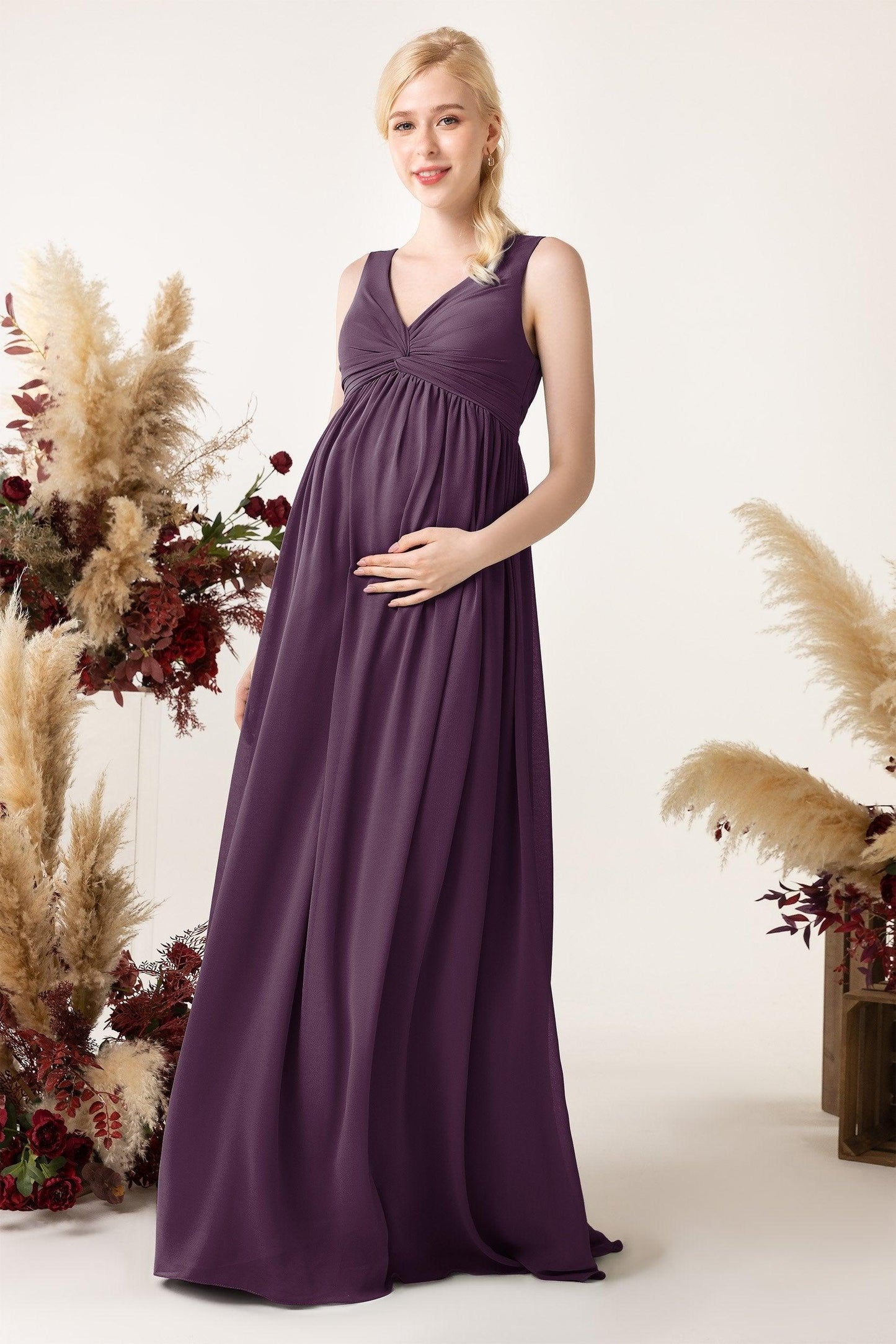 A-Line Sweep-Brush Train Chiffon Bridesmaid Dress CB0452M - COCOMELODY