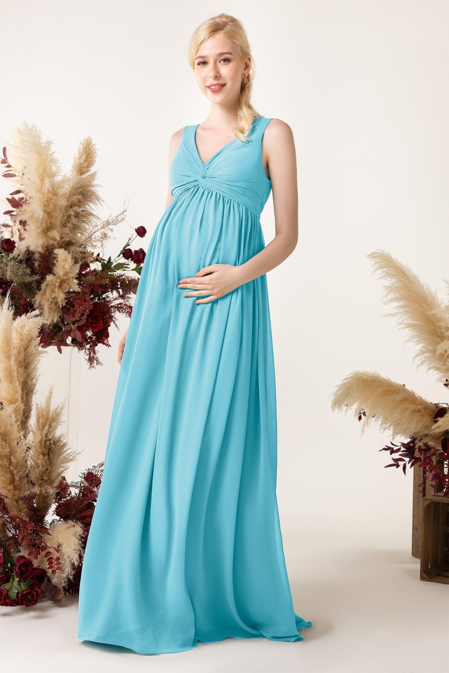 A-Line Sweep-Brush Train Chiffon Bridesmaid Dress CB0452M - COCOMELODY