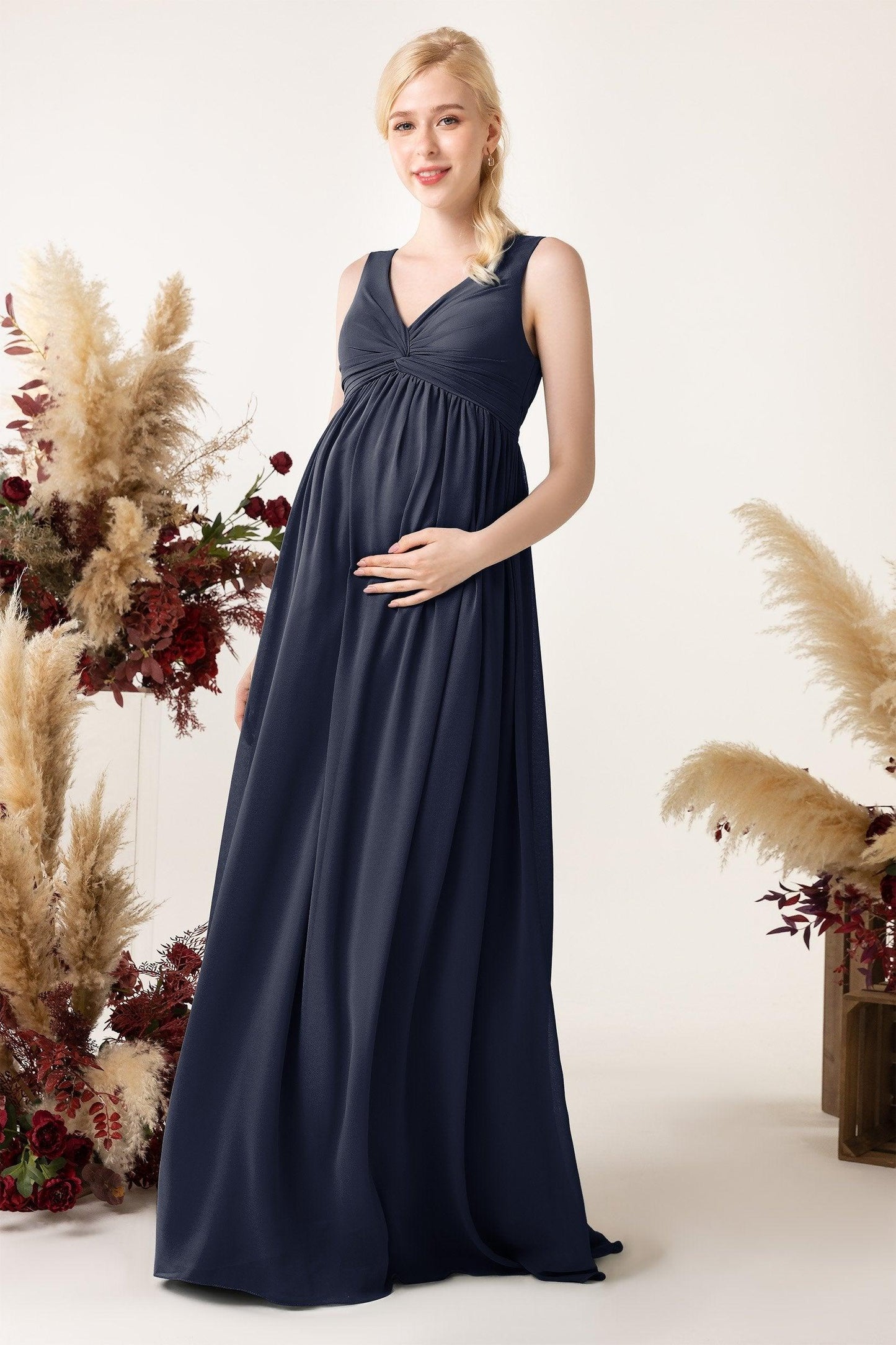 A-Line Sweep-Brush Train Chiffon Bridesmaid Dress CB0452M - COCOMELODY