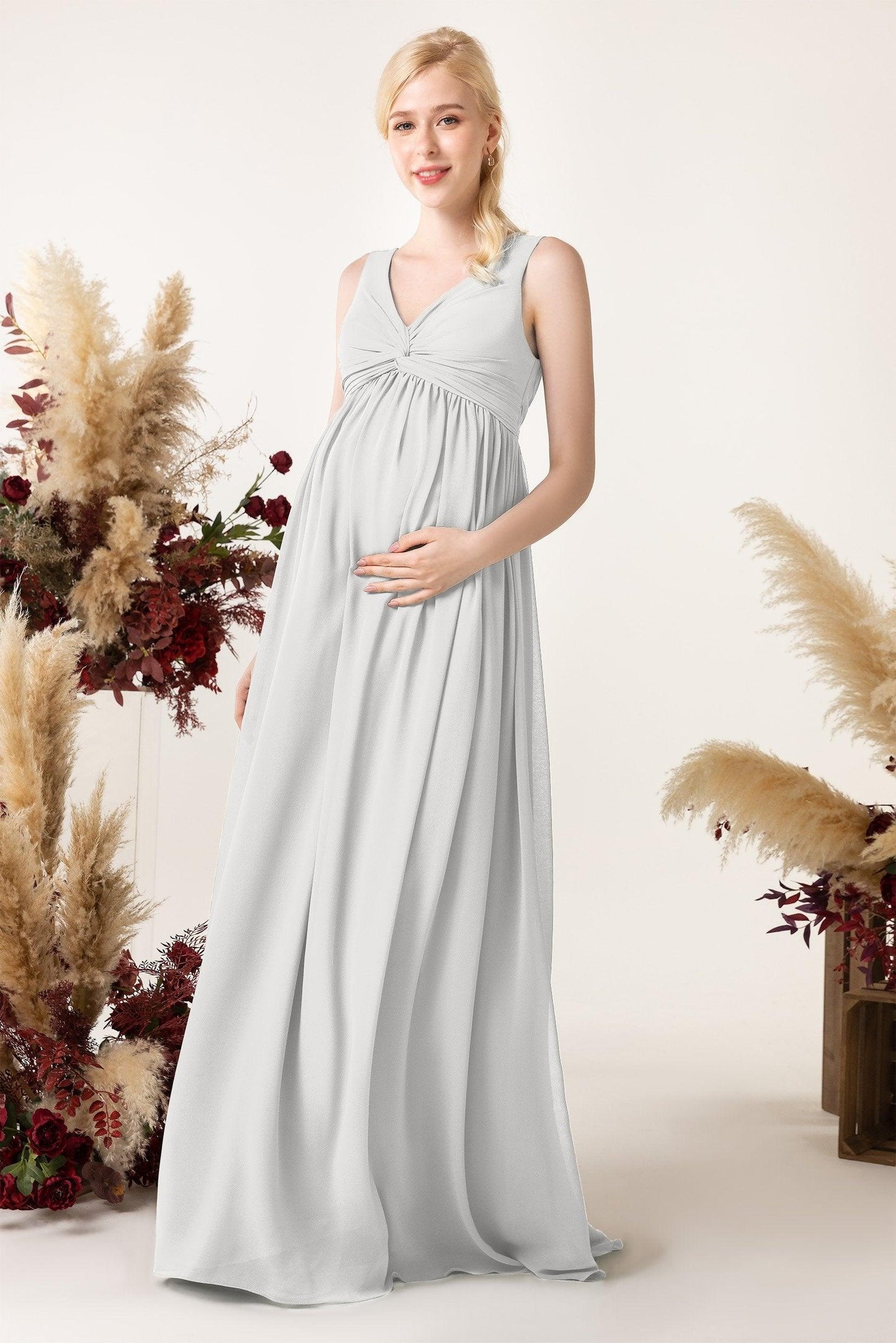 A-Line Sweep-Brush Train Chiffon Bridesmaid Dress CB0452M - COCOMELODY