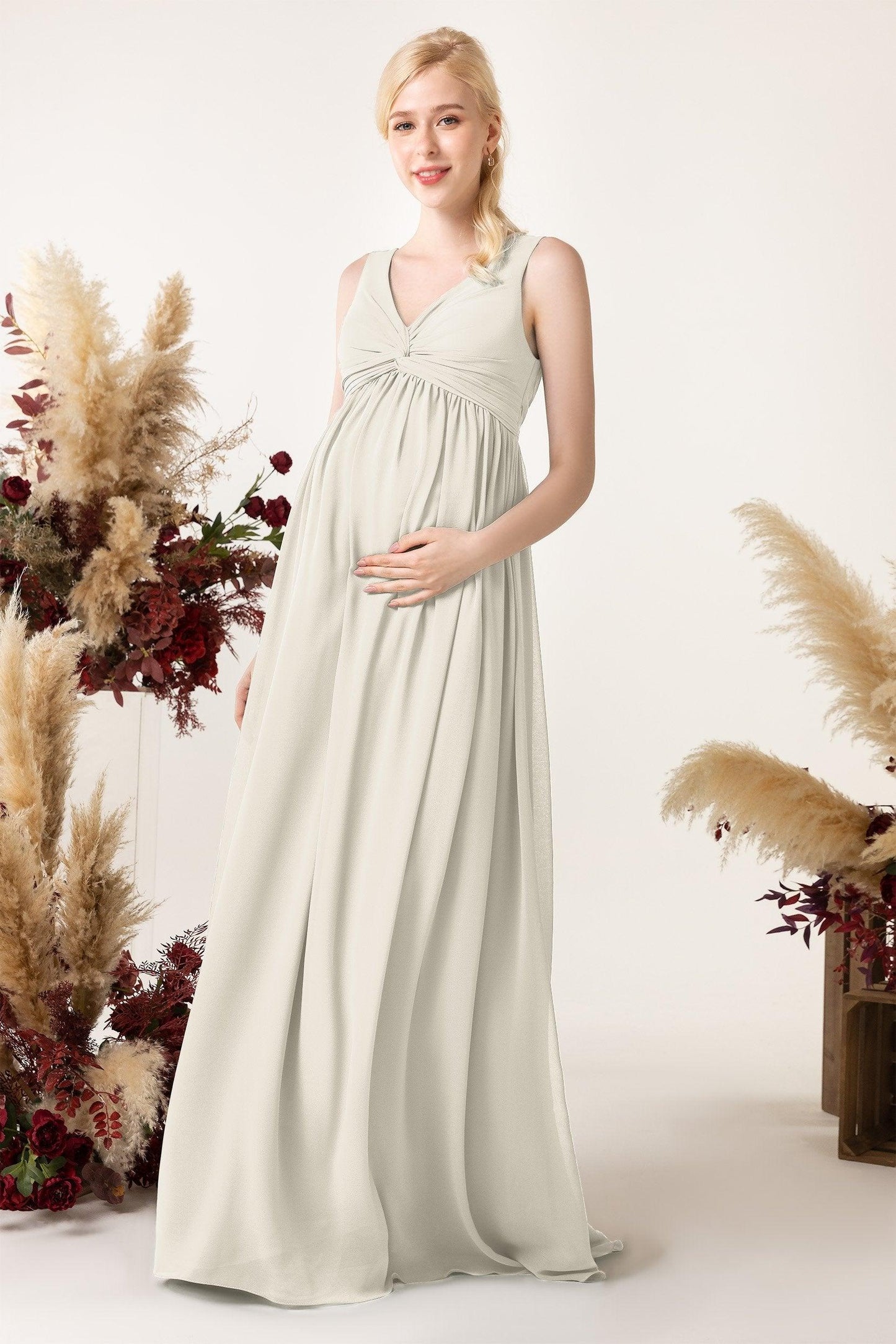 A-Line Sweep-Brush Train Chiffon Bridesmaid Dress CB0452M - COCOMELODY