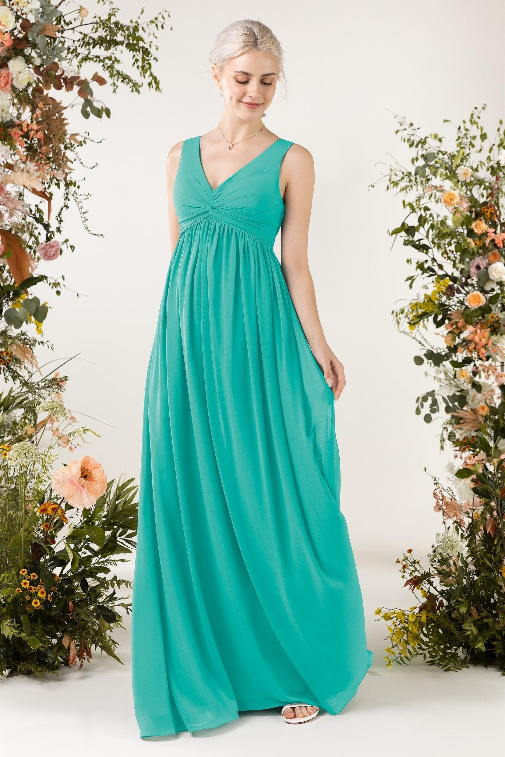 A-Line Sweep-Brush Train Chiffon Bridesmaid Dress CB0452 - COCOMELODY