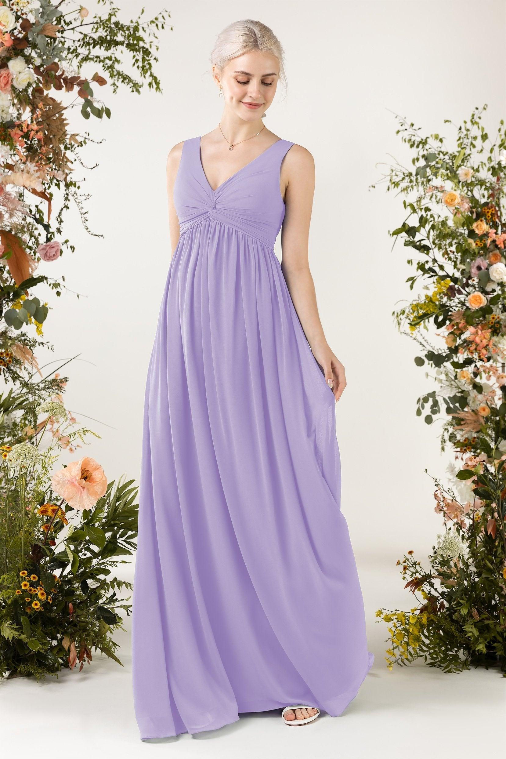 A-Line Sweep-Brush Train Chiffon Bridesmaid Dress CB0452 - COCOMELODY