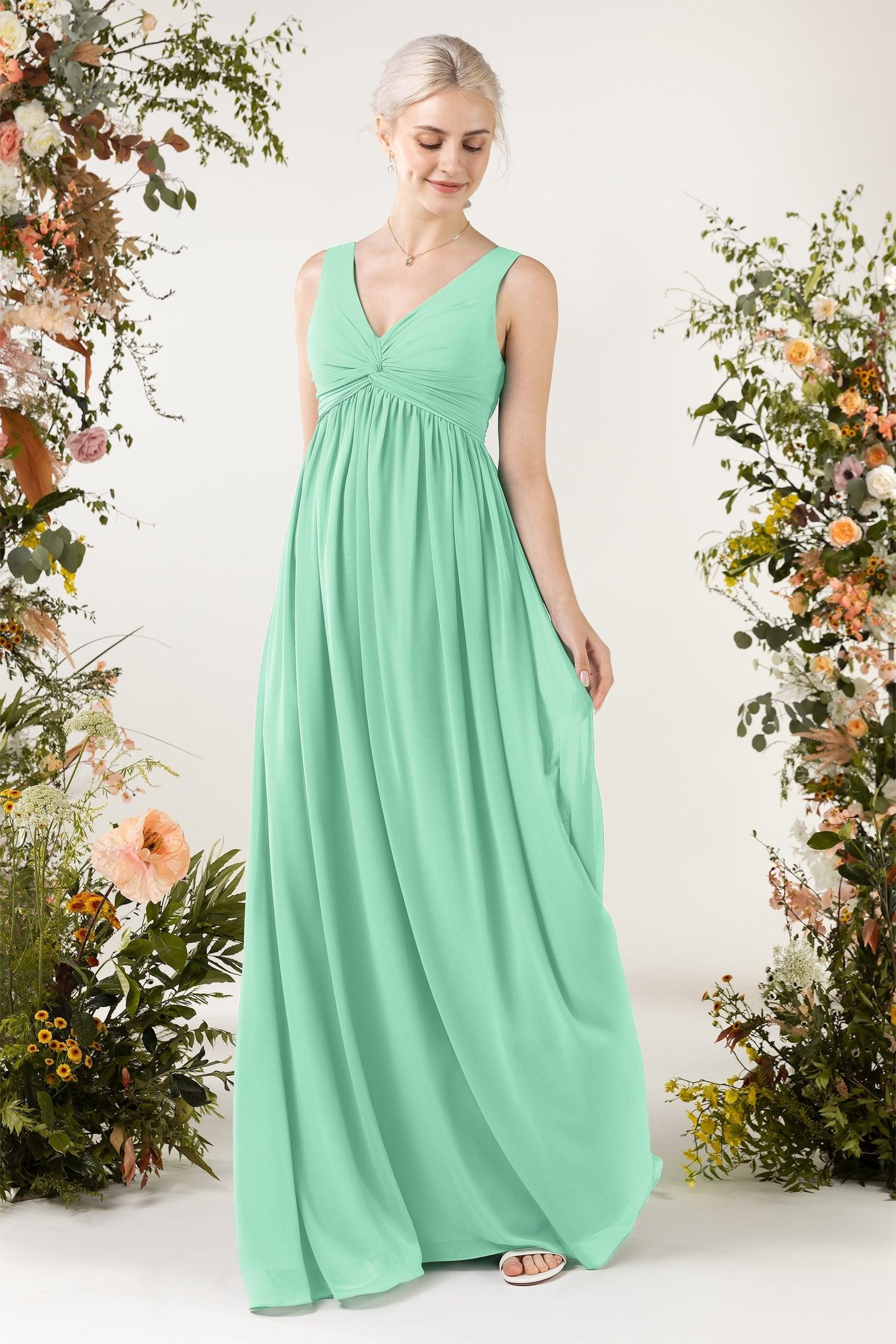 A-Line Sweep-Brush Train Chiffon Bridesmaid Dress CB0452 - COCOMELODY