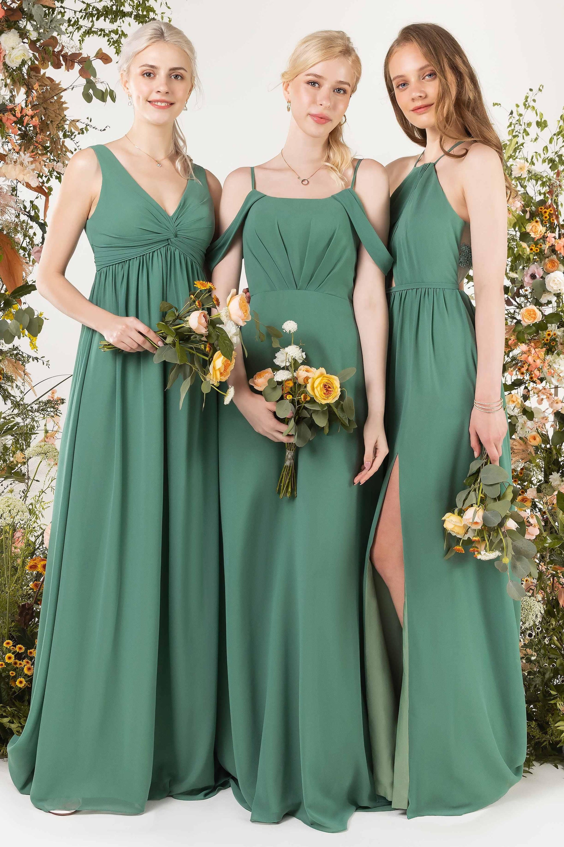 Sheath Sweep-Brush Train Chiffon Bridesmaid Dress CB0453 - COCOMELODY