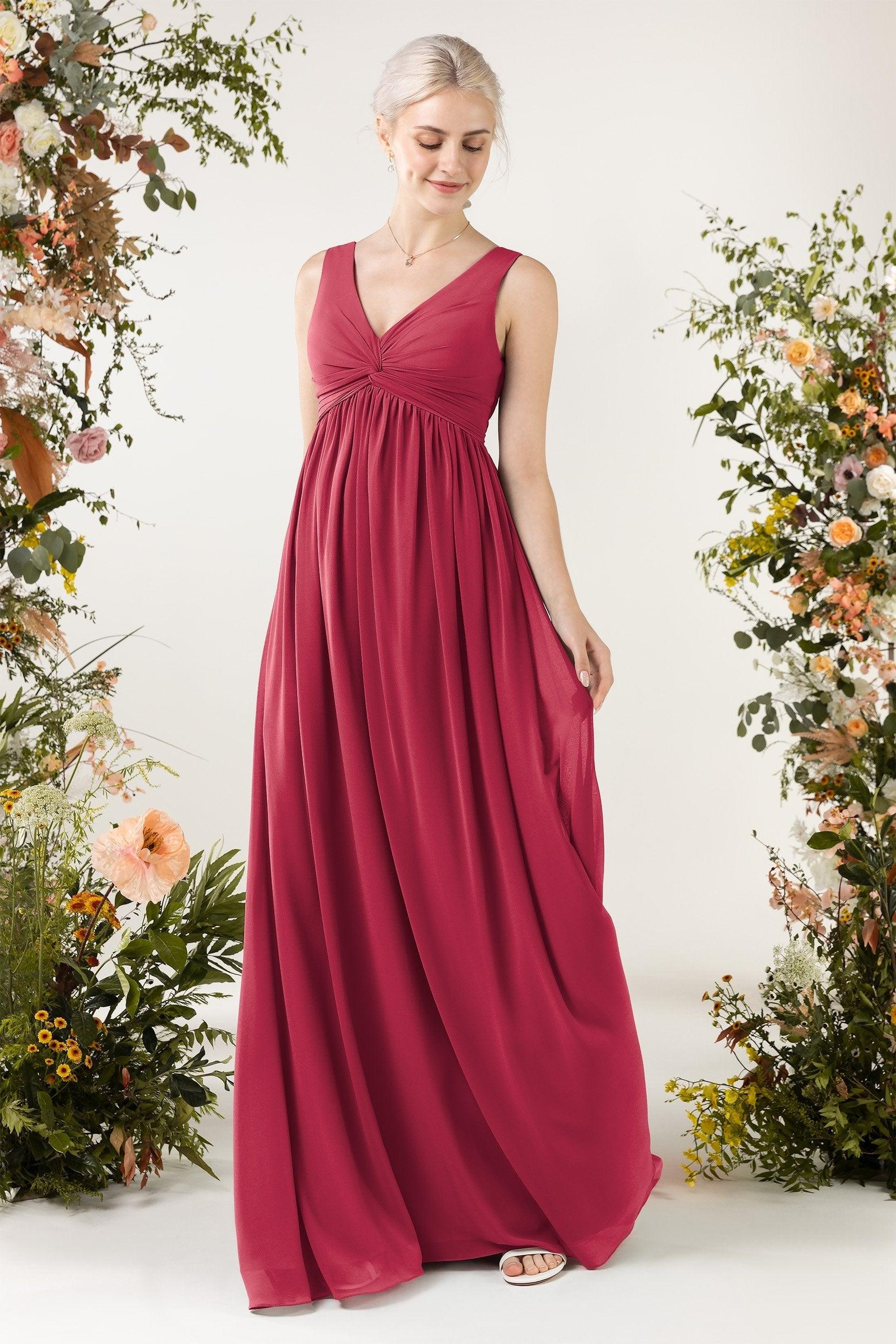 A-Line Sweep-Brush Train Chiffon Bridesmaid Dress CB0452 - COCOMELODY