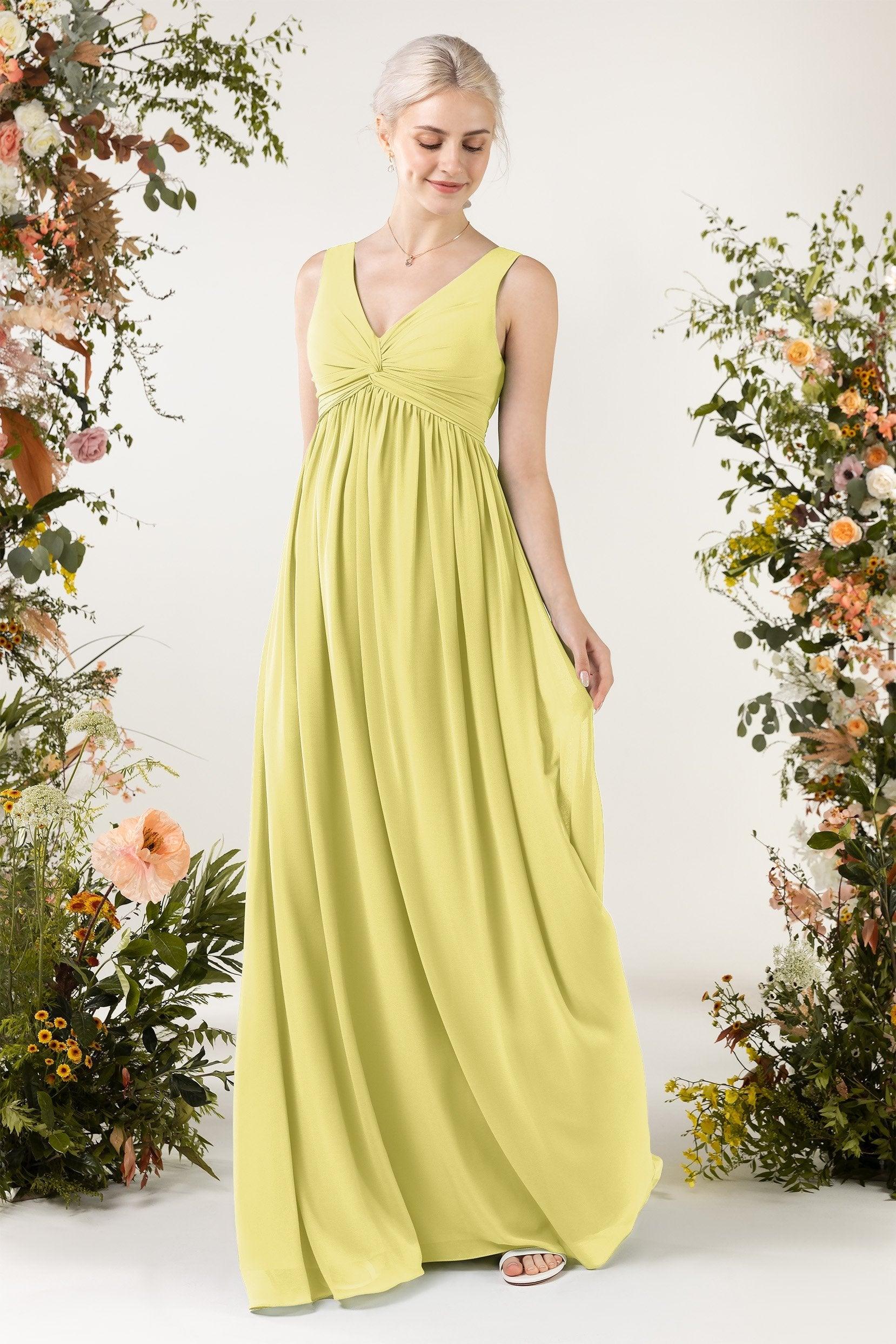 A-Line Sweep-Brush Train Chiffon Bridesmaid Dress CB0452 - COCOMELODY
