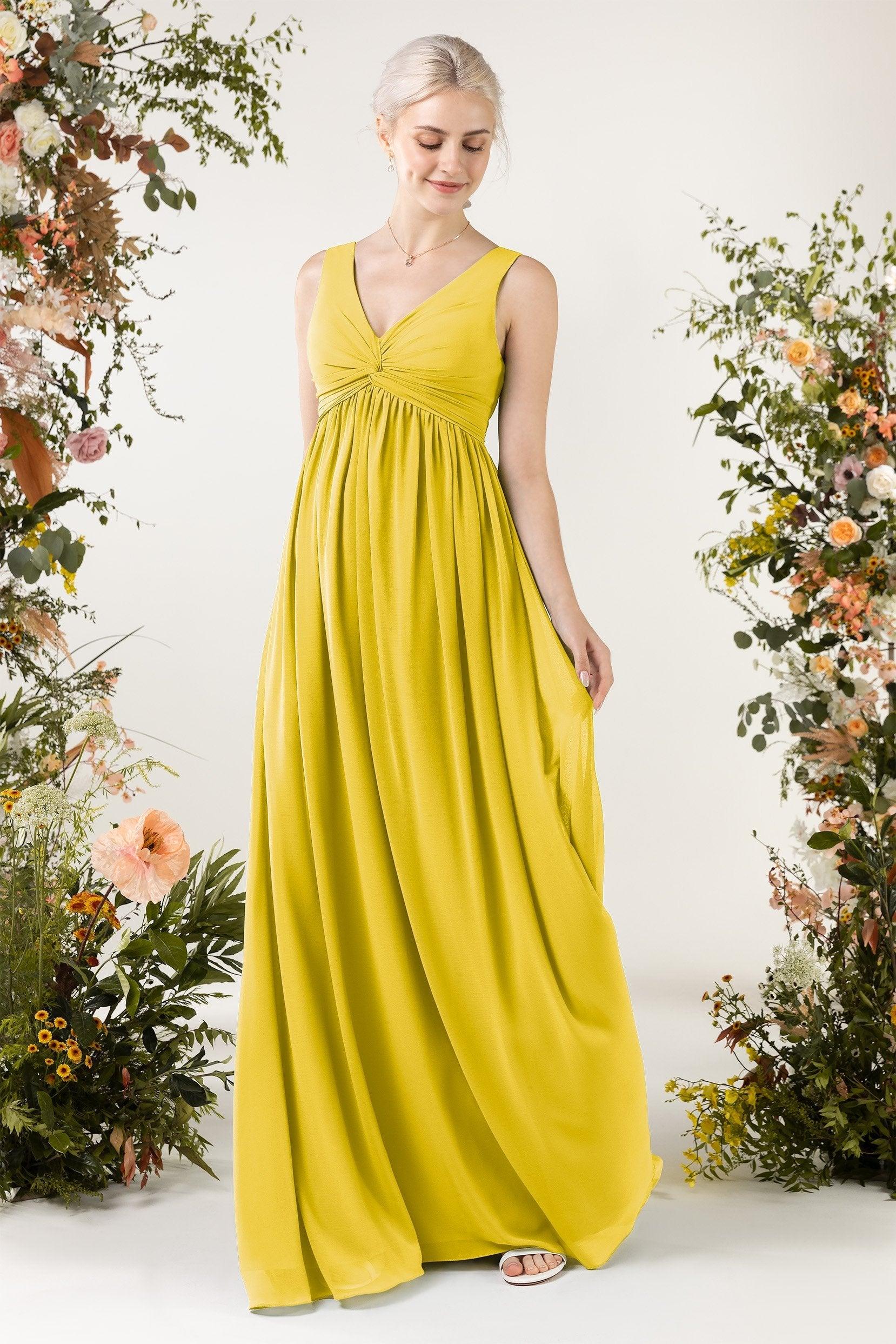 A-Line Sweep-Brush Train Chiffon Bridesmaid Dress CB0452 - COCOMELODY