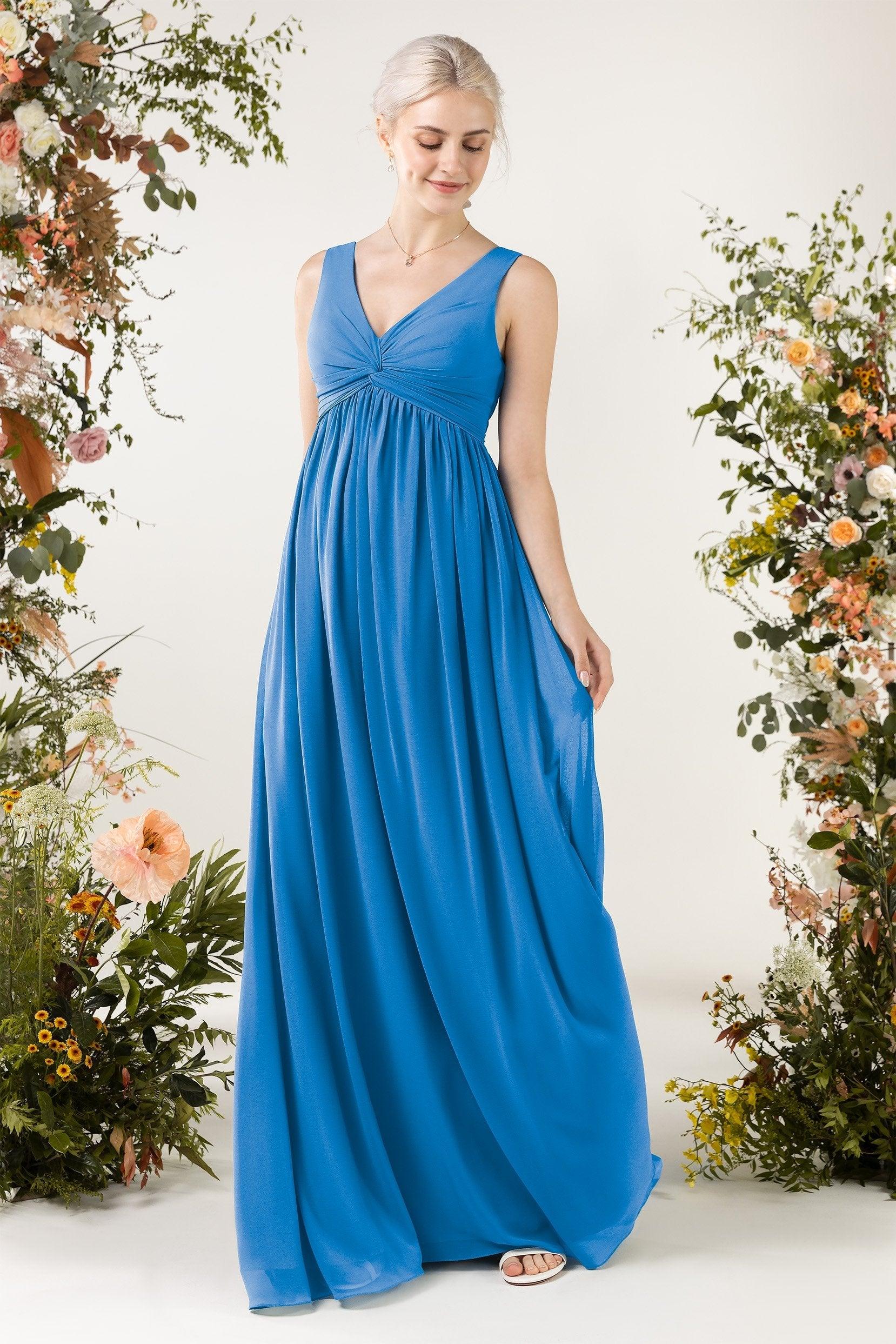 A-Line Sweep-Brush Train Chiffon Bridesmaid Dress CB0452 - COCOMELODY
