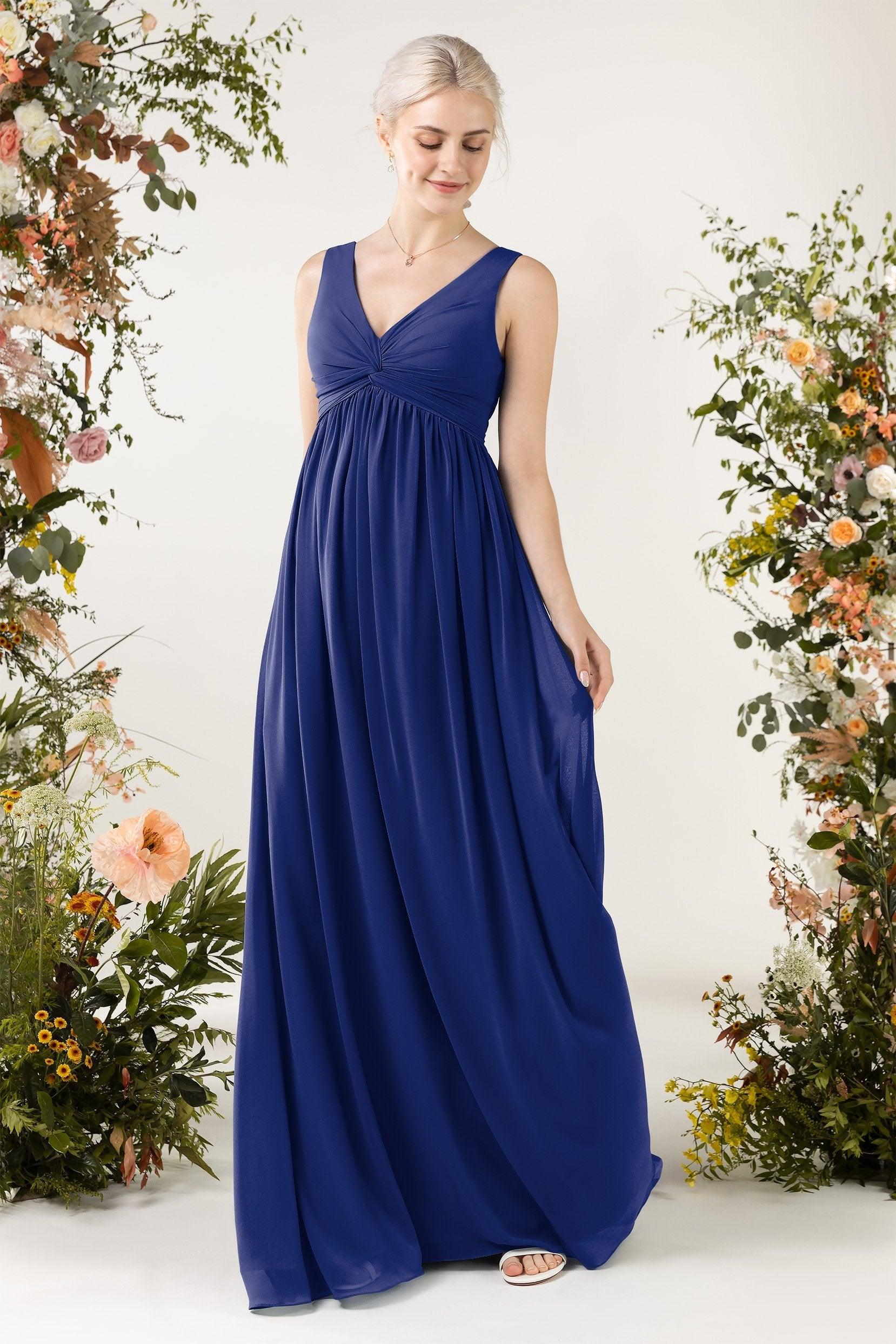 A-Line Sweep-Brush Train Chiffon Bridesmaid Dress CB0452 - COCOMELODY