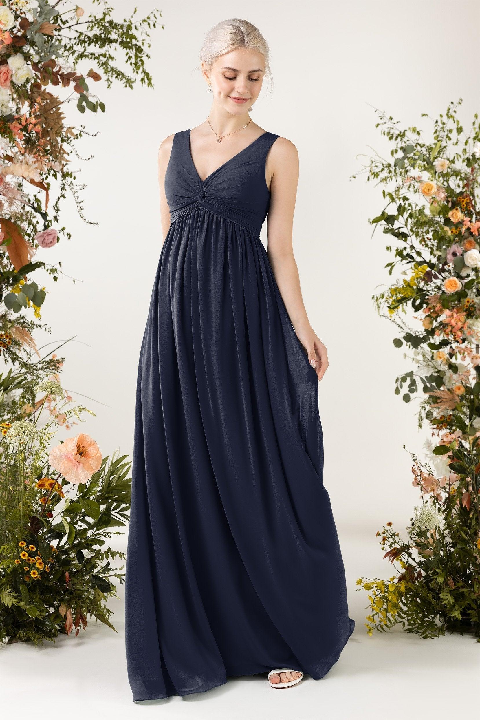 A-Line Sweep-Brush Train Chiffon Bridesmaid Dress CB0452 - COCOMELODY