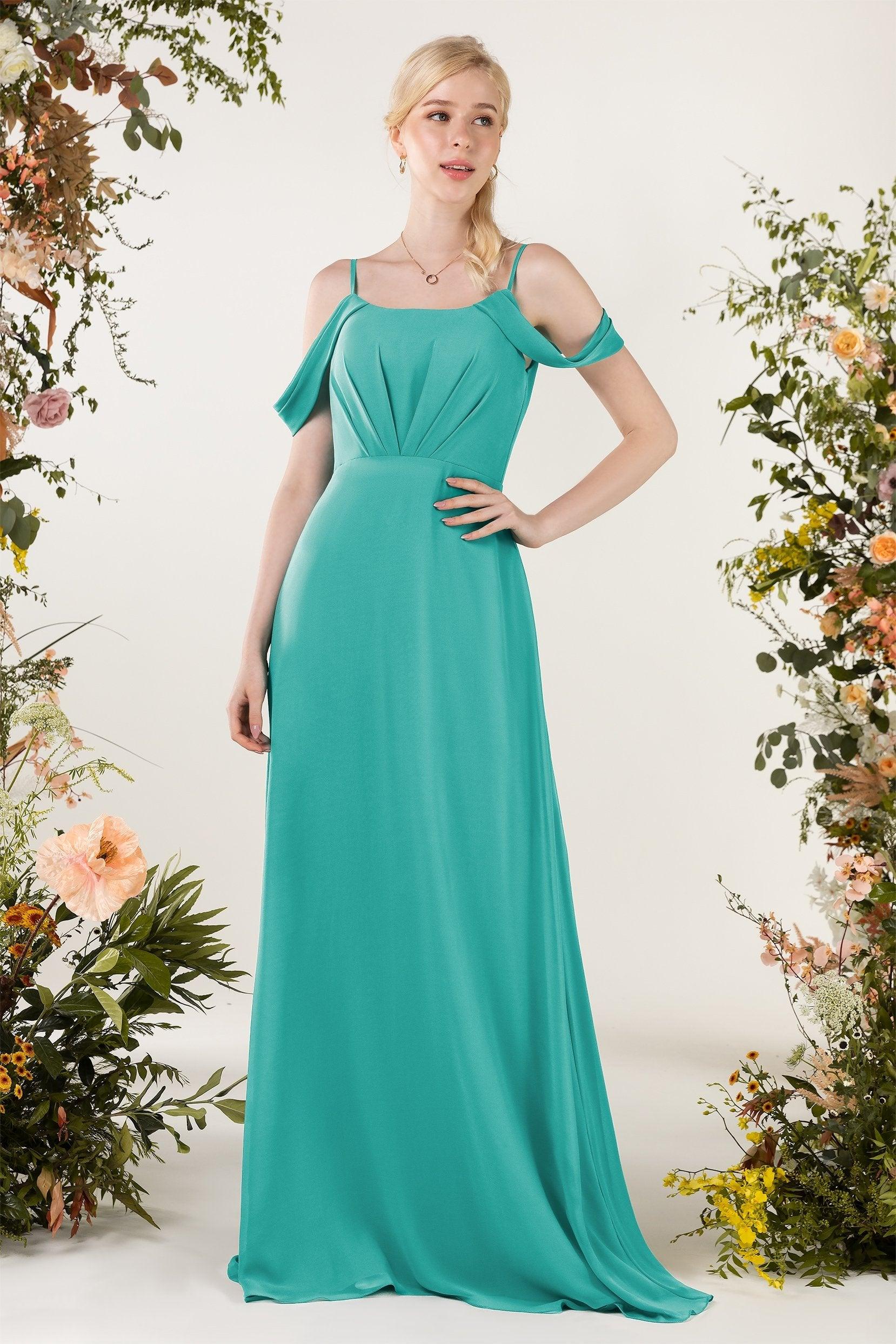 Sheath Sweep-Brush Train Chiffon Bridesmaid Dress CB0453 - COCOMELODY