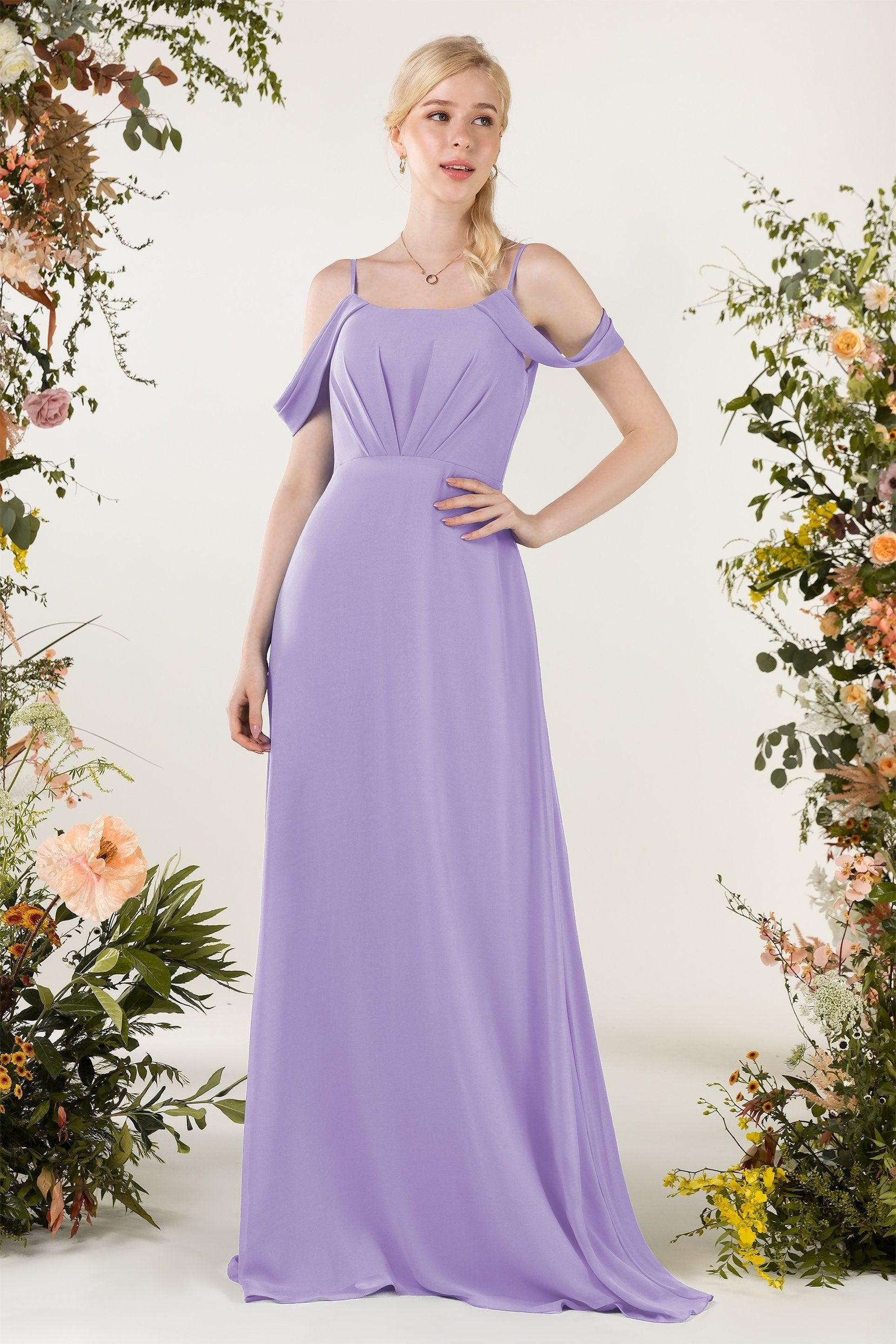 Sheath Sweep-Brush Train Chiffon Bridesmaid Dress CB0453 - COCOMELODY