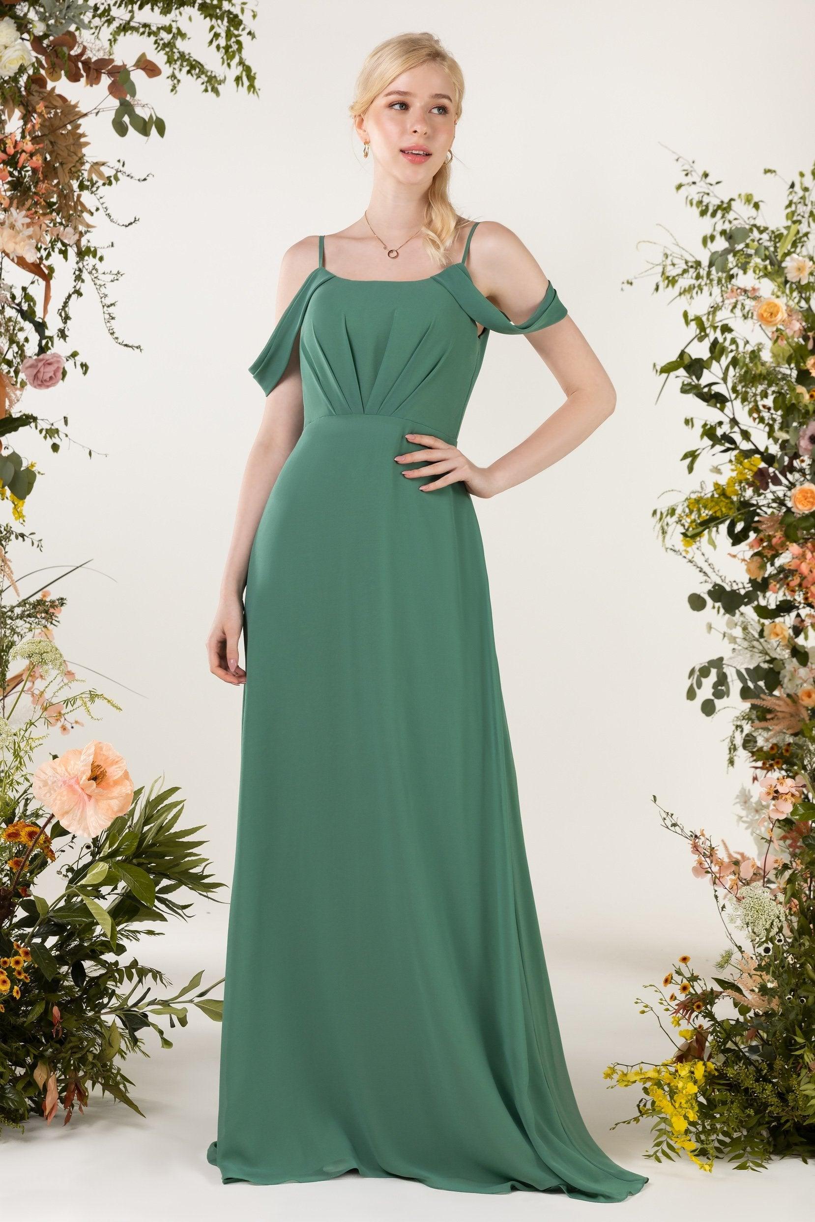 Sheath Sweep-Brush Train Chiffon Bridesmaid Dress CB0453 - COCOMELODY