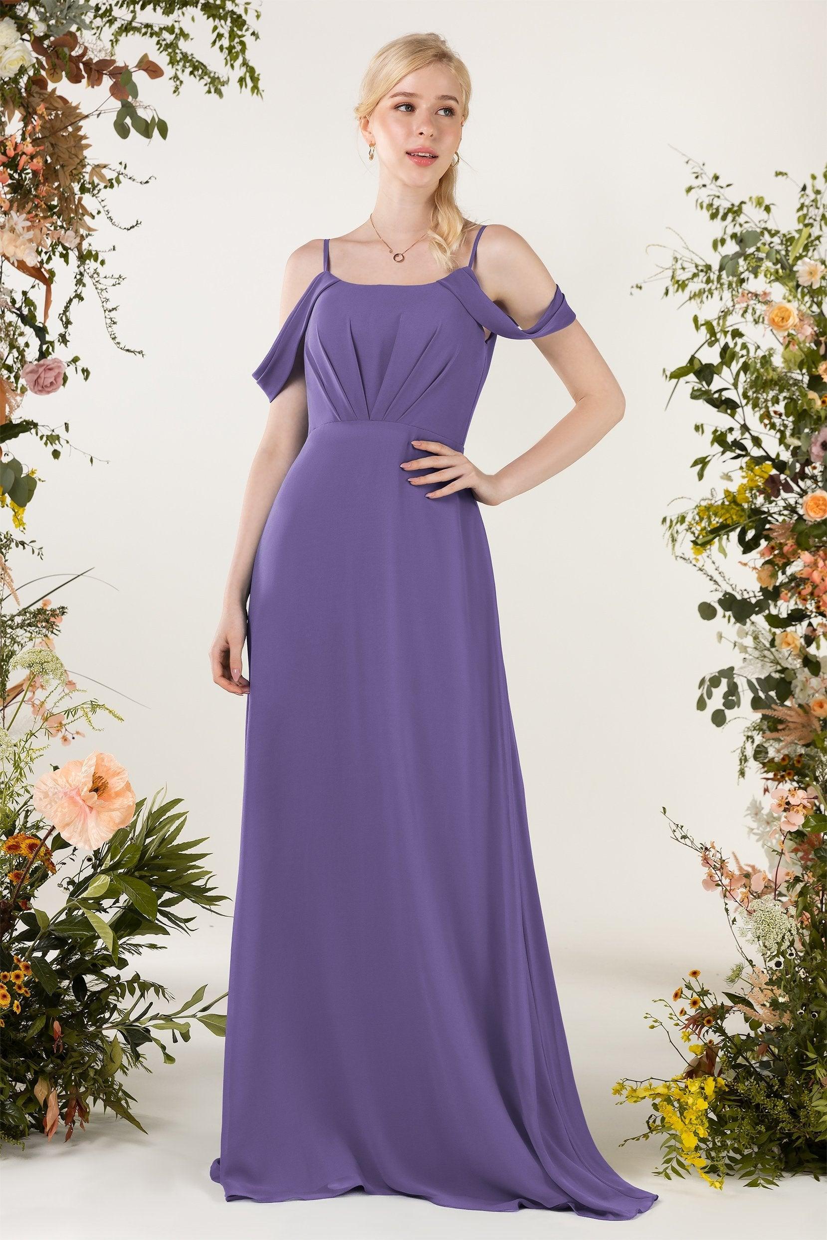 Sheath Sweep-Brush Train Chiffon Bridesmaid Dress CB0453 - COCOMELODY