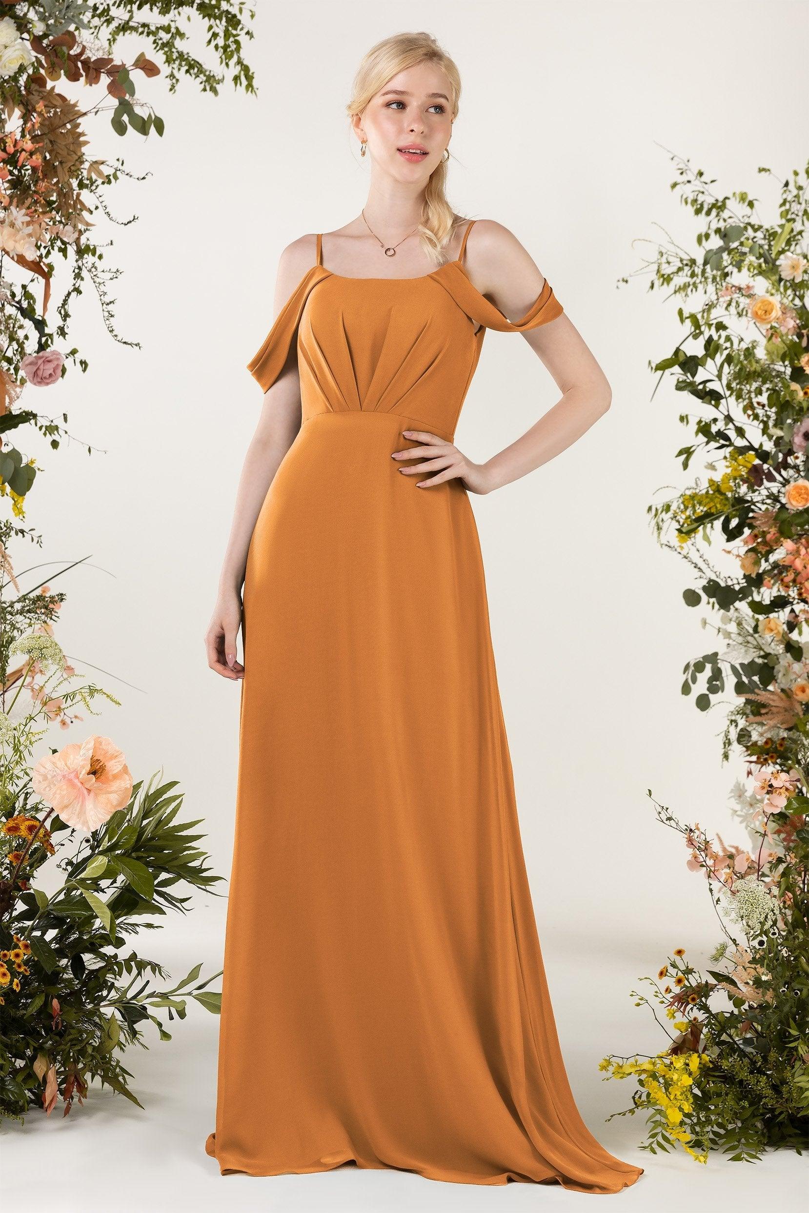 Sheath Sweep-Brush Train Chiffon Bridesmaid Dress CB0453 - COCOMELODY