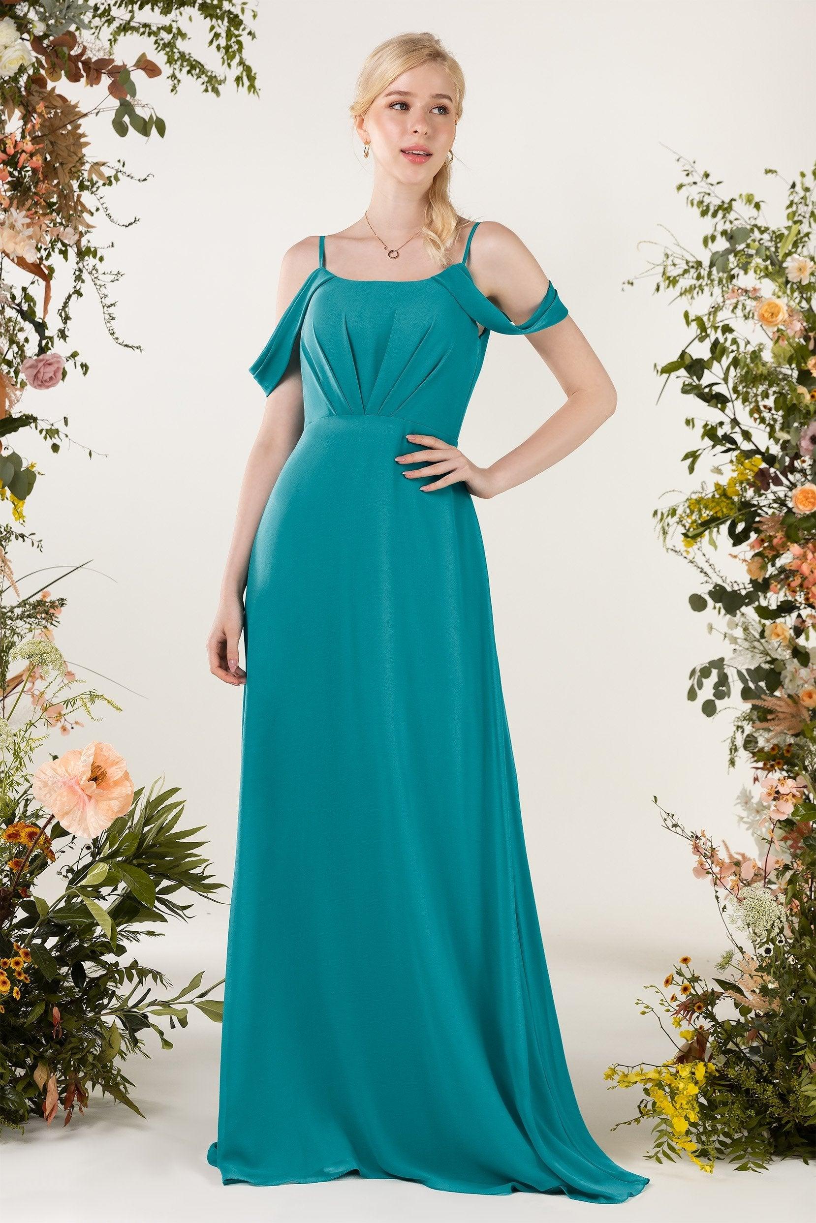 Sheath Sweep-Brush Train Chiffon Bridesmaid Dress CB0453 - COCOMELODY