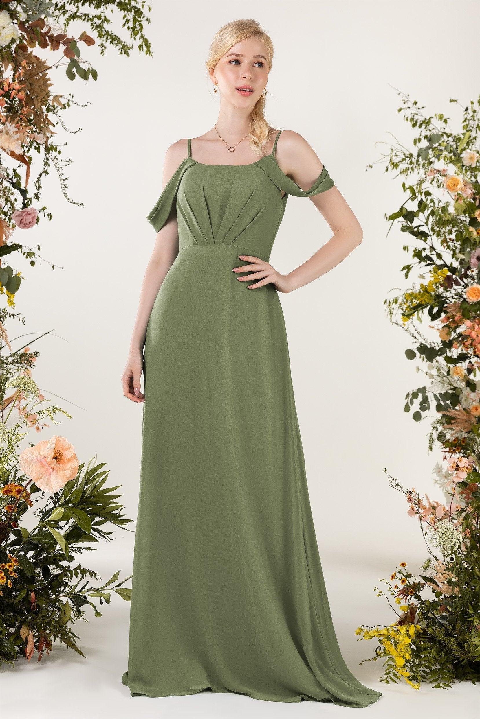 Sheath Sweep-Brush Train Chiffon Bridesmaid Dress CB0453 - COCOMELODY