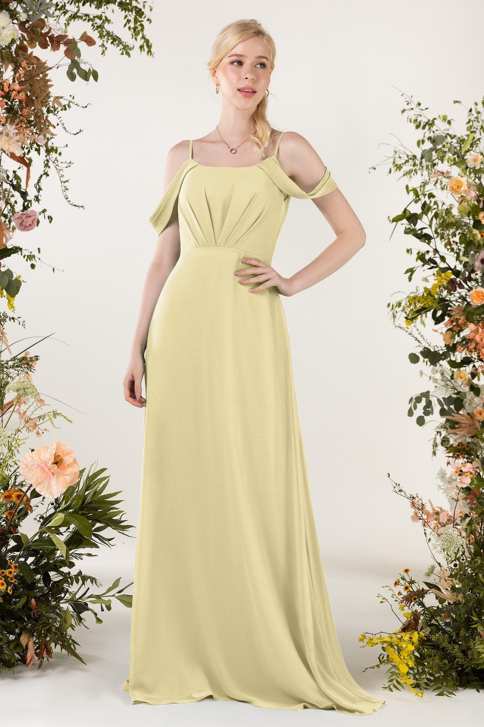 Sheath Sweep-Brush Train Chiffon Bridesmaid Dress CB0453 - COCOMELODY