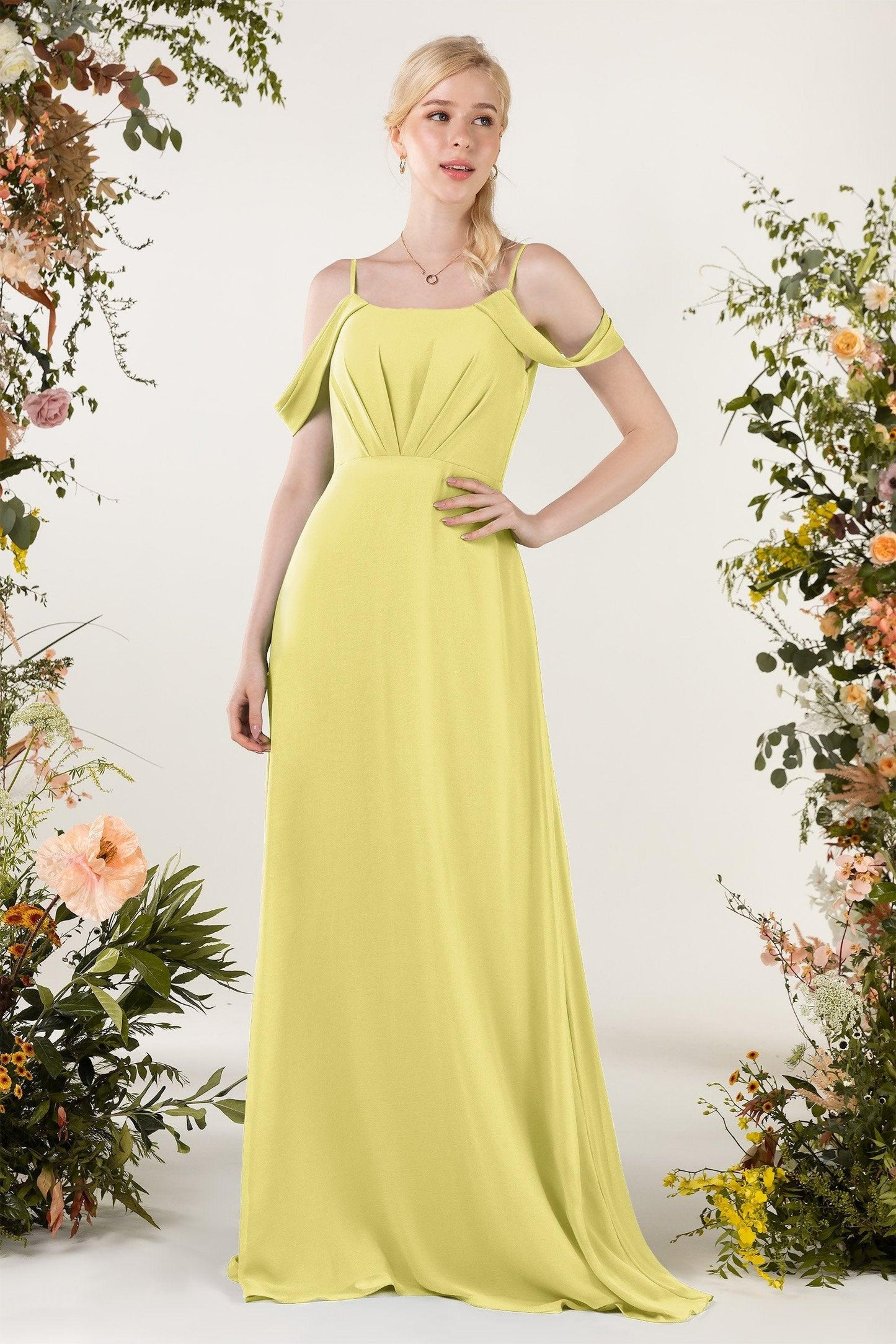 Sheath Sweep-Brush Train Chiffon Bridesmaid Dress CB0453 - COCOMELODY