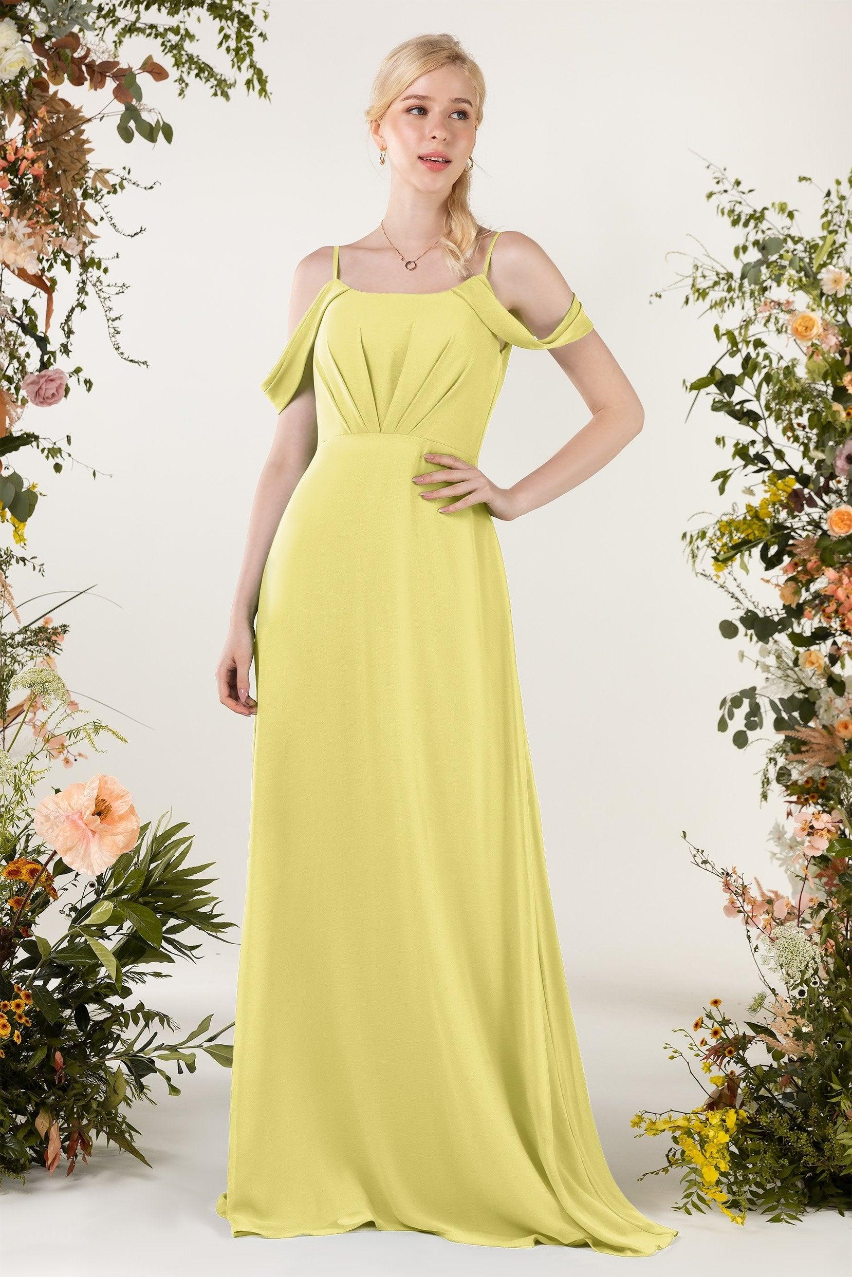 Sheath Sweep-Brush Train Chiffon Bridesmaid Dress CB0453 - COCOMELODY