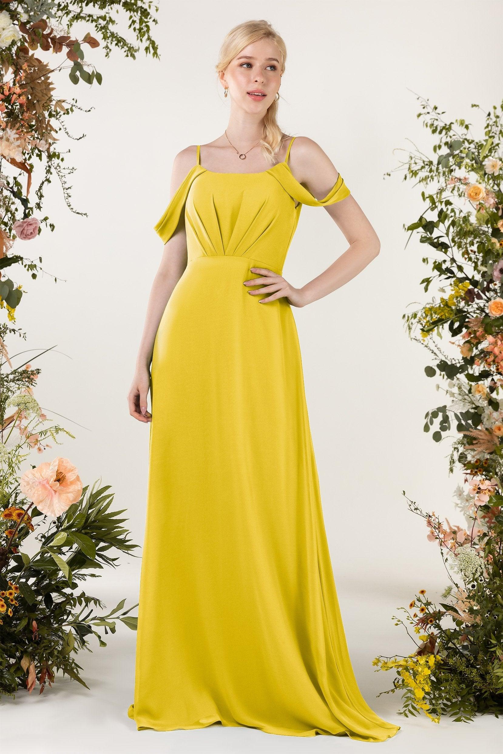 Sheath Sweep-Brush Train Chiffon Bridesmaid Dress CB0453 - COCOMELODY