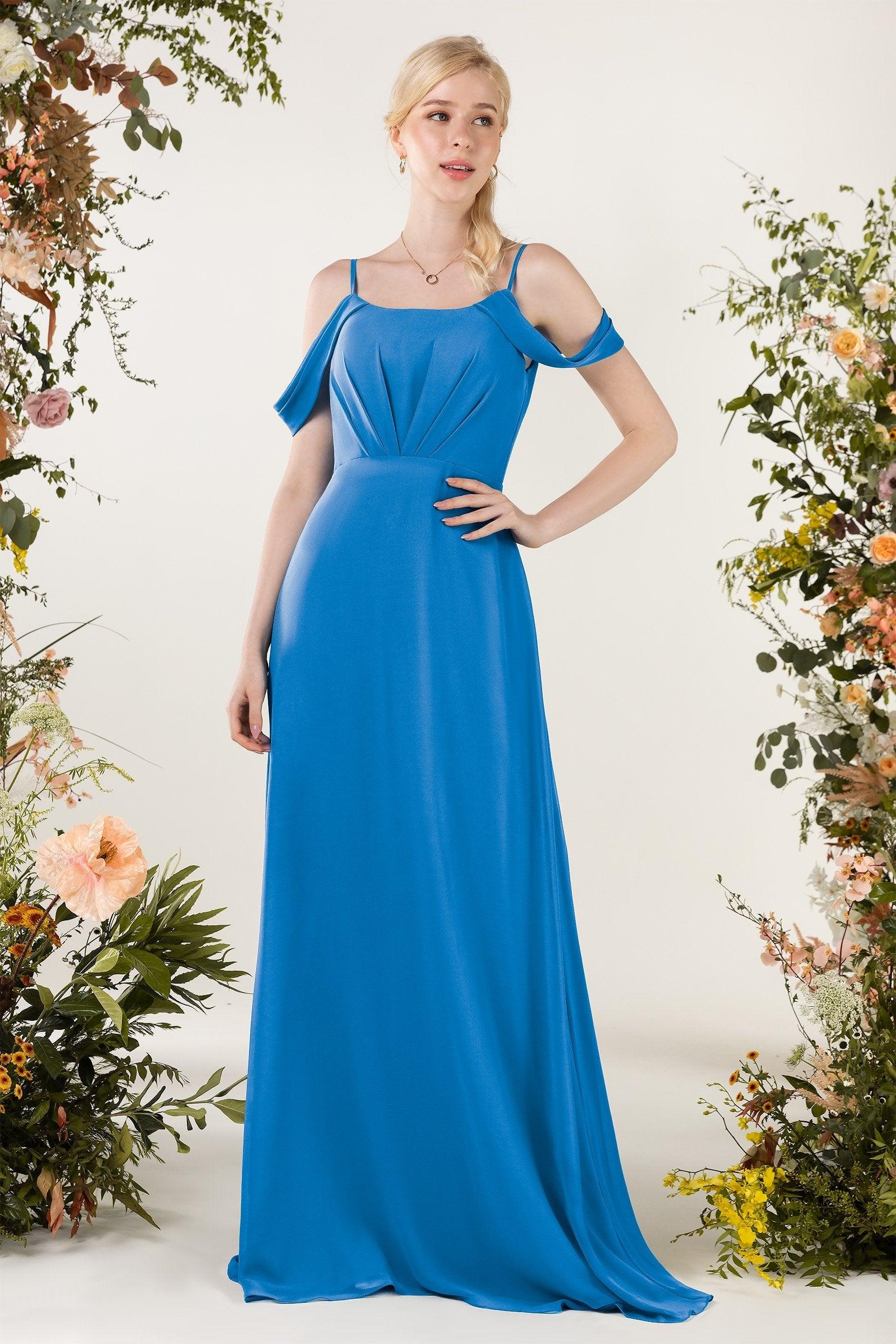Sheath Sweep-Brush Train Chiffon Bridesmaid Dress CB0453 - COCOMELODY