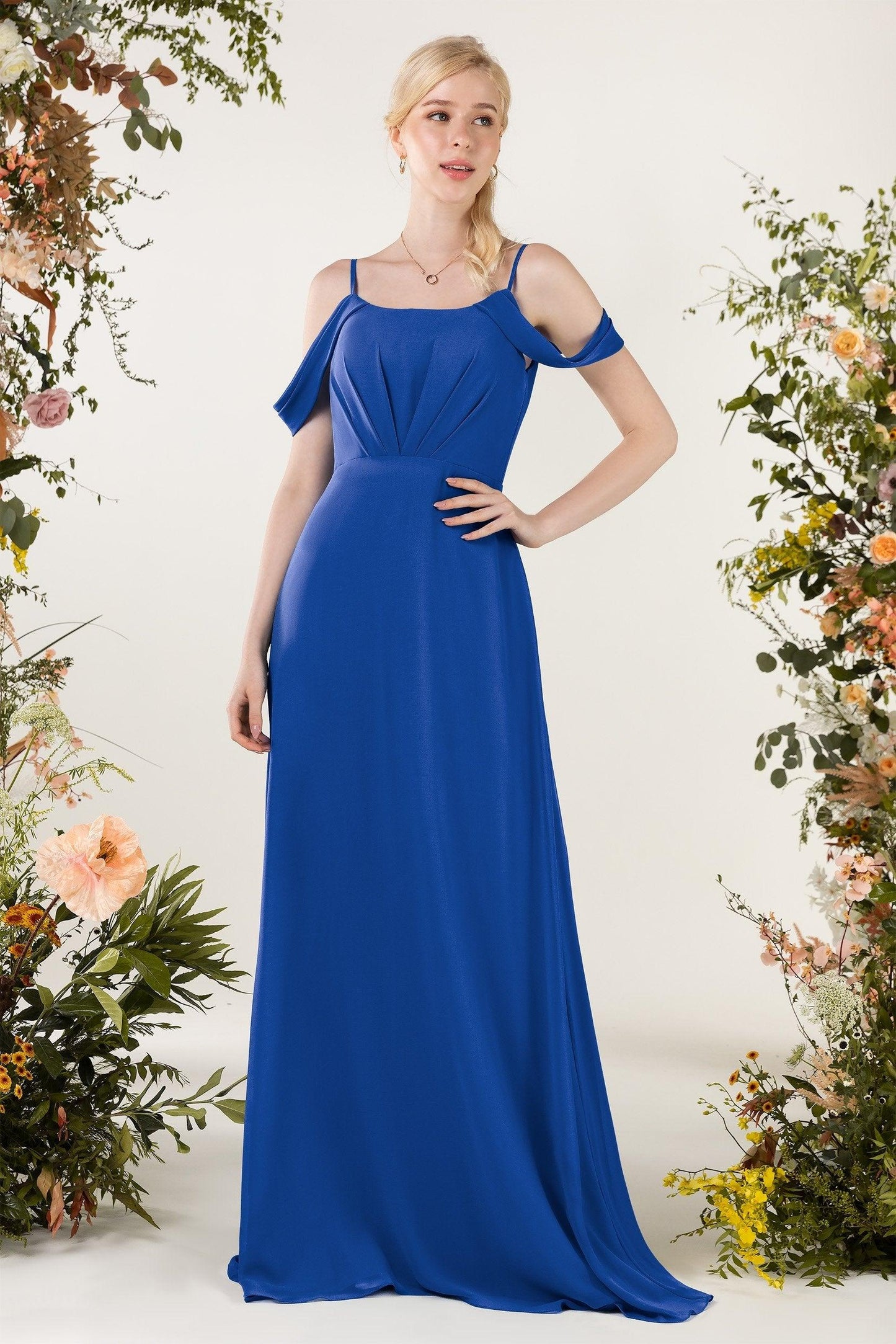 Sheath Sweep-Brush Train Chiffon Bridesmaid Dress CB0453 - COCOMELODY