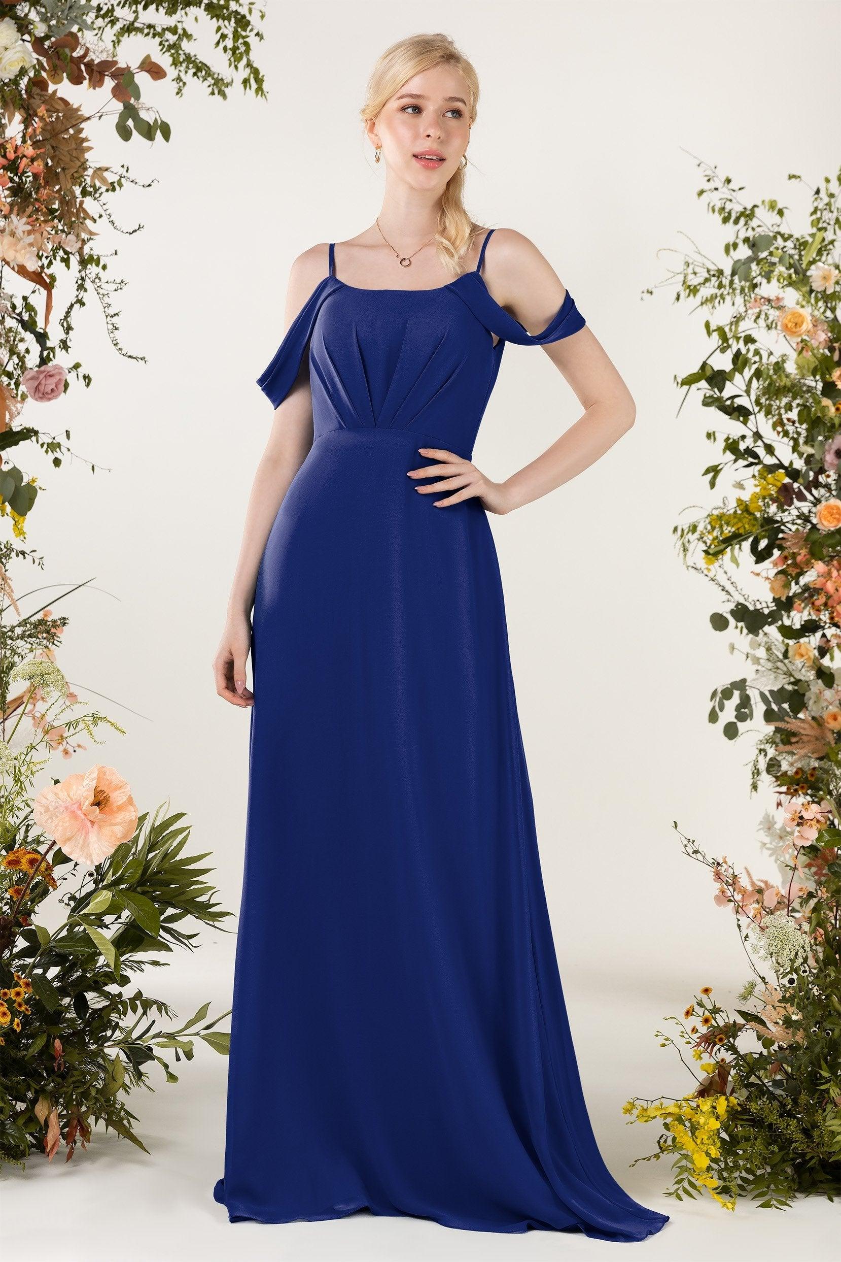 Sheath Sweep-Brush Train Chiffon Bridesmaid Dress CB0453 - COCOMELODY