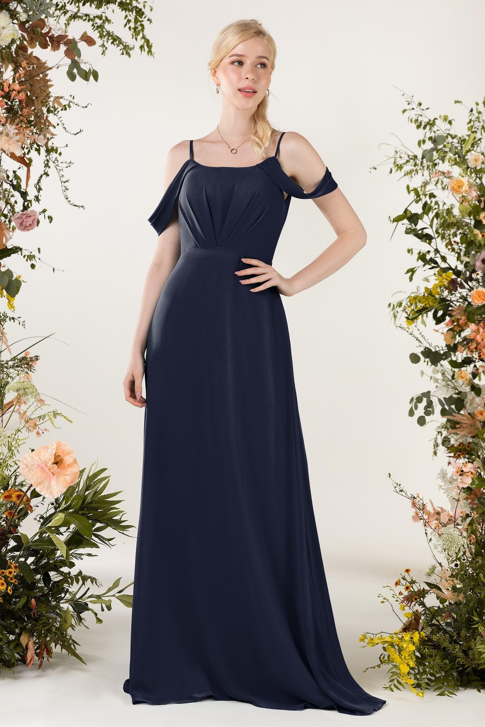 Sheath Sweep-Brush Train Chiffon Bridesmaid Dress CB0453 - COCOMELODY