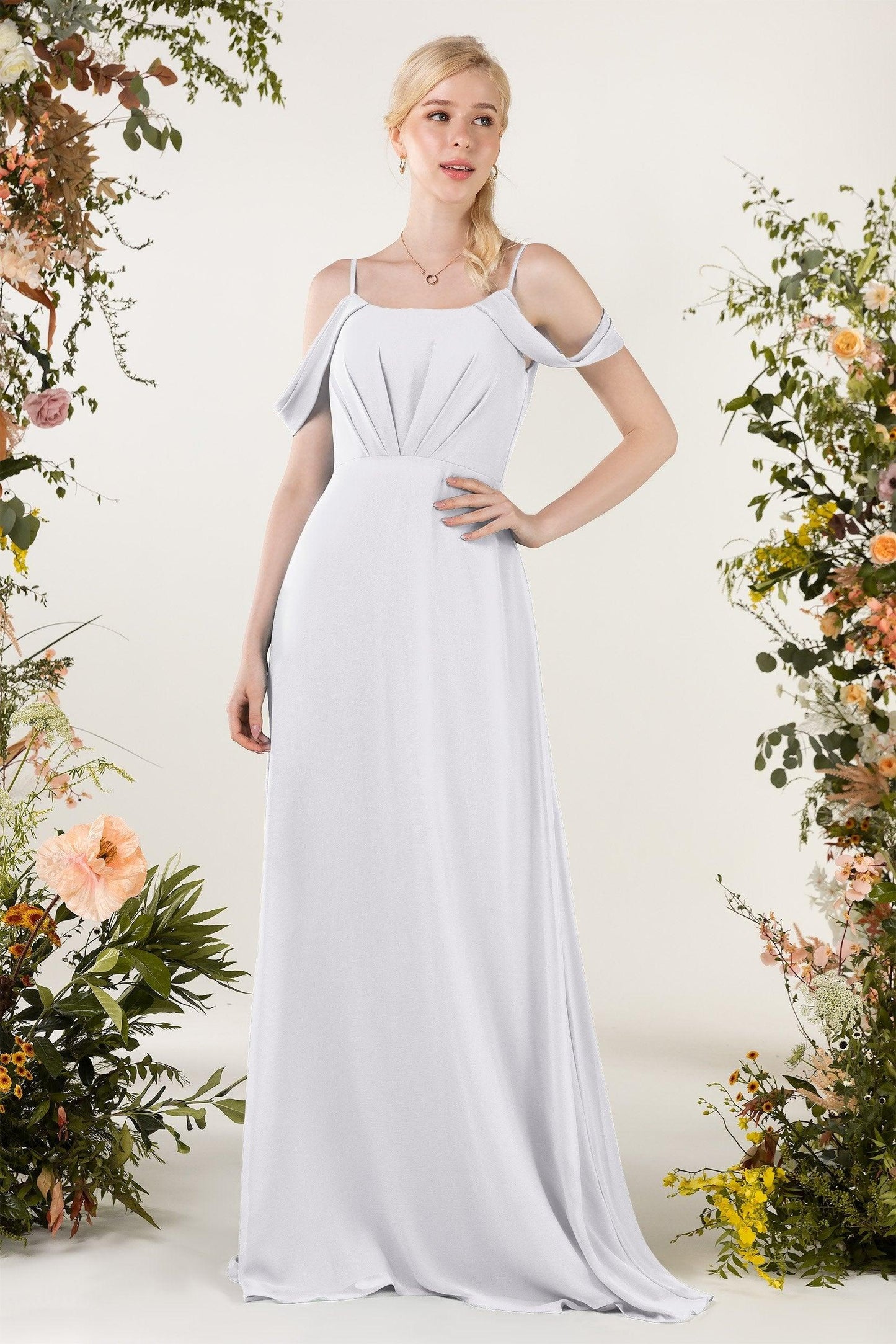 Sheath Sweep-Brush Train Chiffon Bridesmaid Dress CB0453 - COCOMELODY