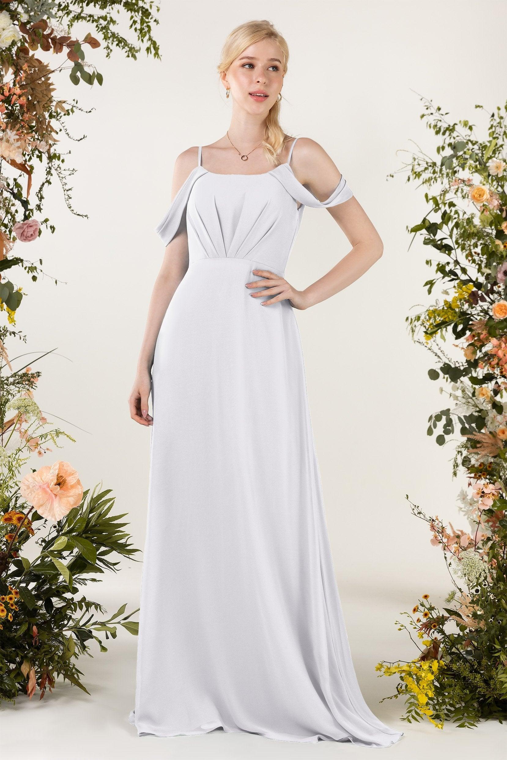 Sheath Sweep-Brush Train Chiffon Bridesmaid Dress CB0453 - COCOMELODY