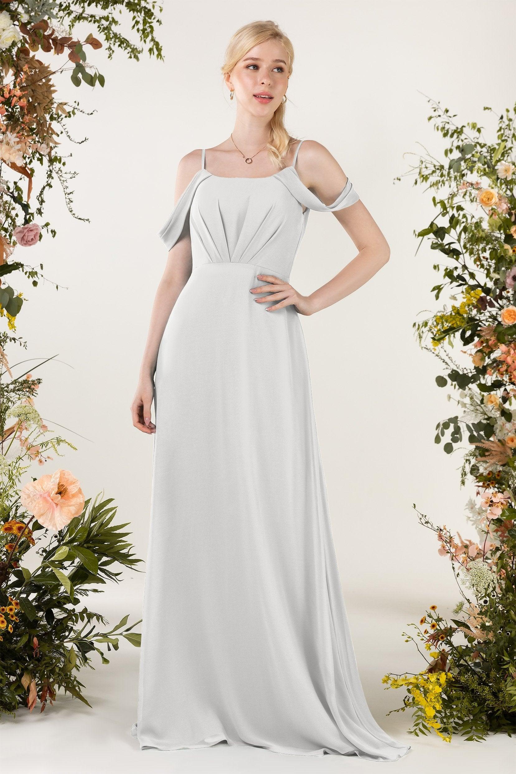 Sheath Sweep-Brush Train Chiffon Bridesmaid Dress CB0453 - COCOMELODY