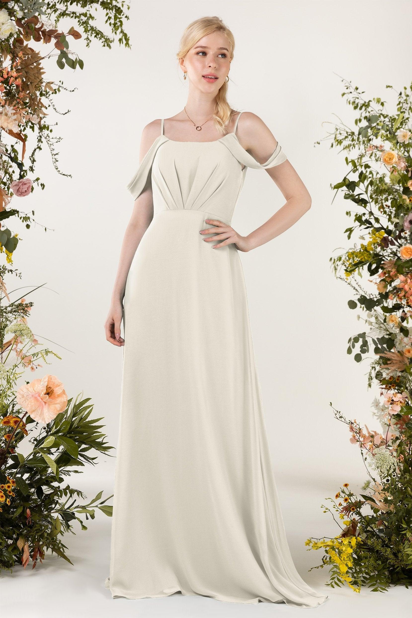 Sheath Sweep-Brush Train Chiffon Bridesmaid Dress CB0453 - COCOMELODY